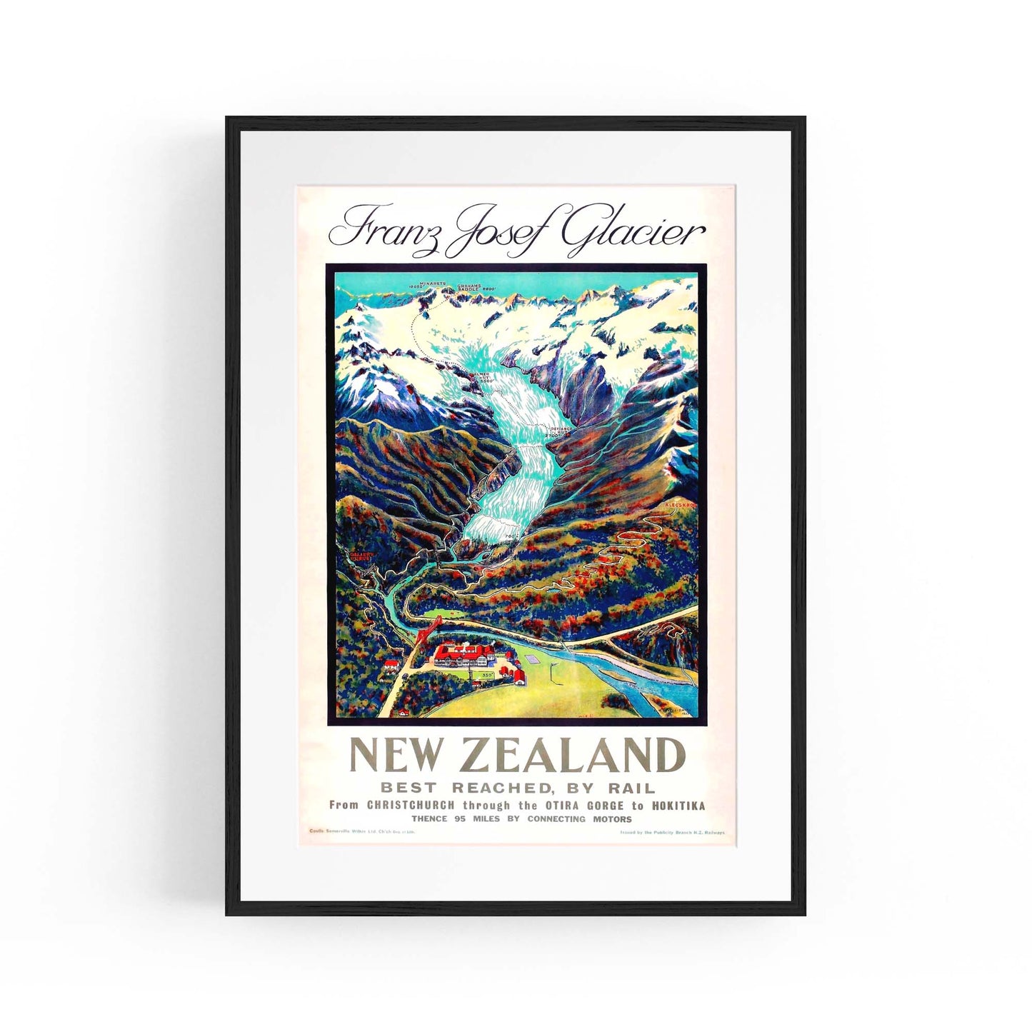 Franz Josef Glacier, New Zealand Vintage Wall Art - The Affordable Art Company