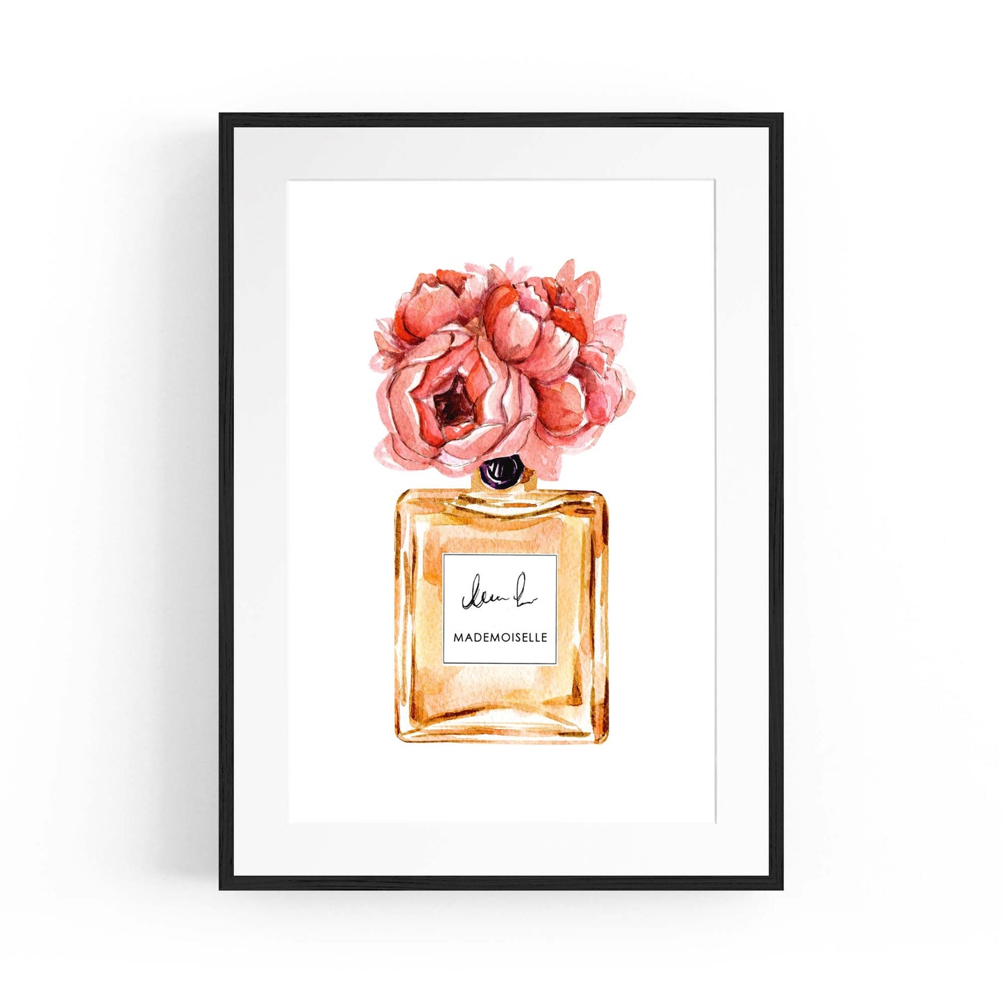 Peach Floral Perfume Bottle Fashion Wall Art #1 - The Affordable Art Company