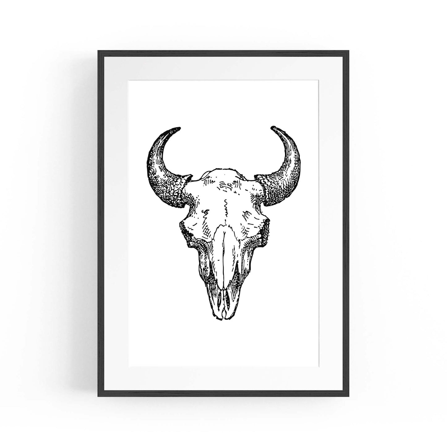 Minimal Bison Skull Man Cave Artwork Wall Art - The Affordable Art Company
