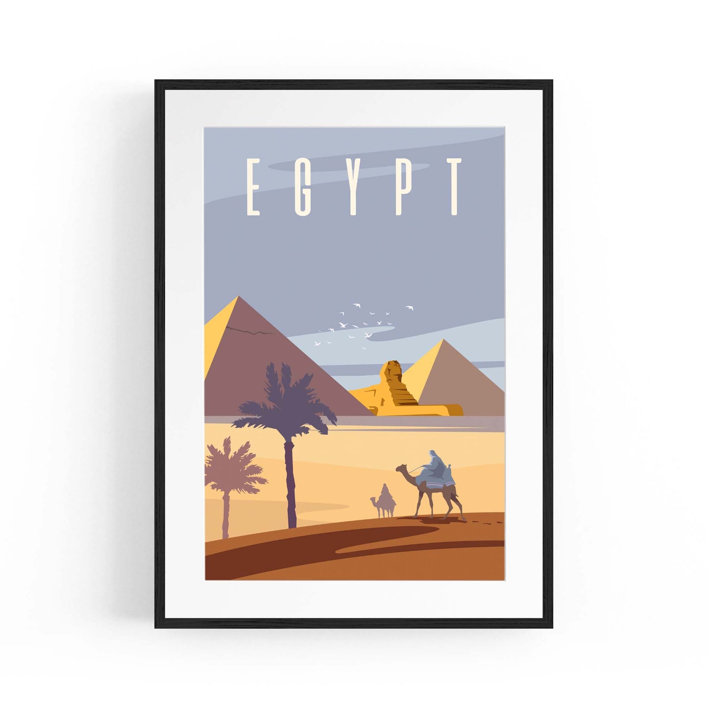 Retro Pyramids Egypt World Travel Vintage Wall Art - The Affordable Art Company