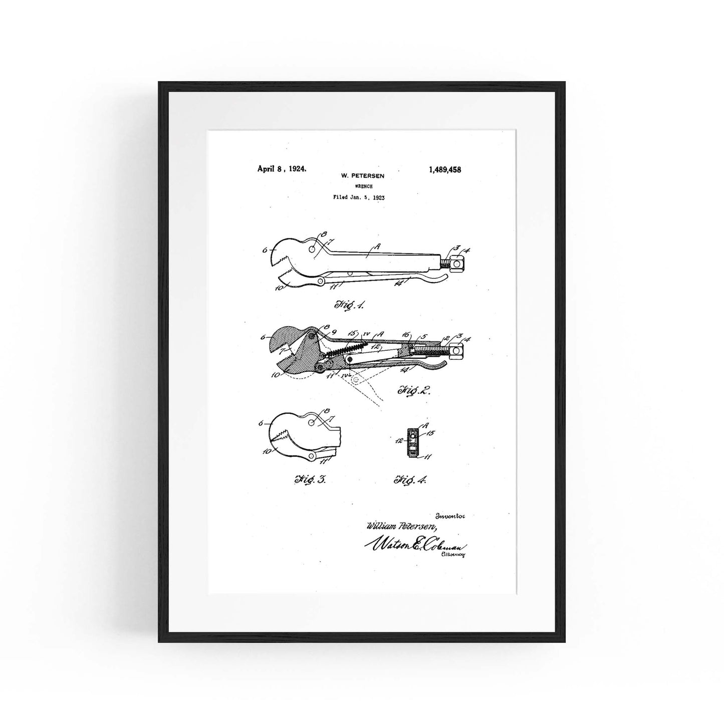 Vintage Wrench Tool Patent Wall Art #2 - The Affordable Art Company