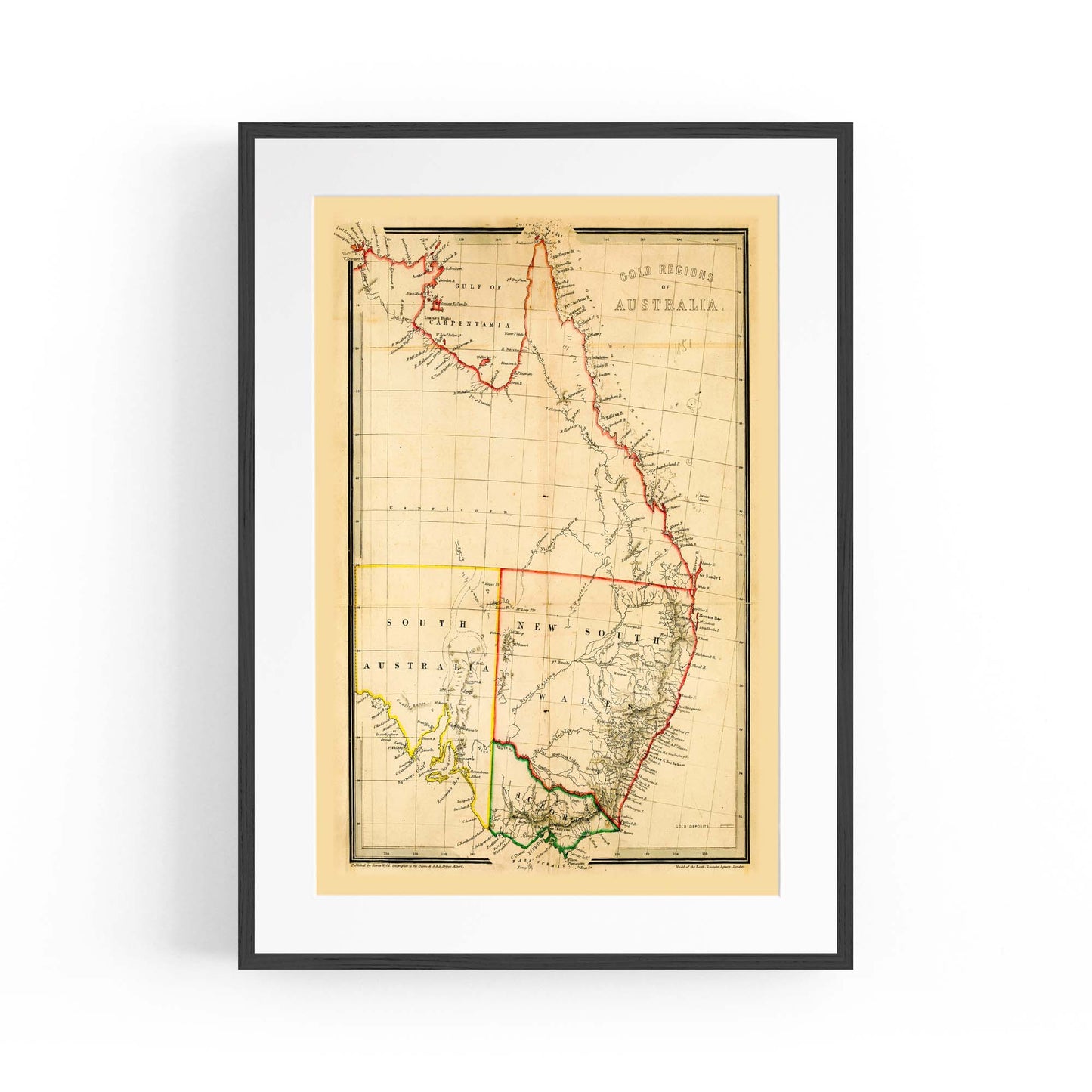 Vintage East Coast Australia Map Wall Art - The Affordable Art Company