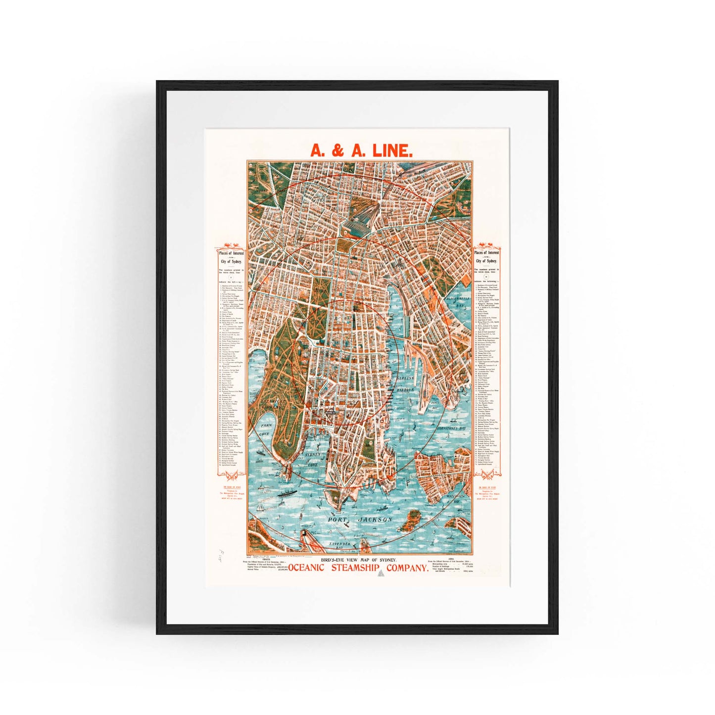 Sydney Vintage Map Australian Old Wall Art #3 - The Affordable Art Company