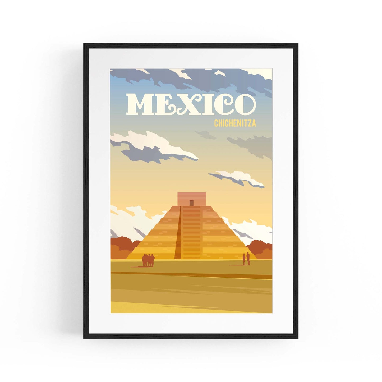 Retro Chichen Itza, Mexico Travel Vintage Wall Art - The Affordable Art Company
