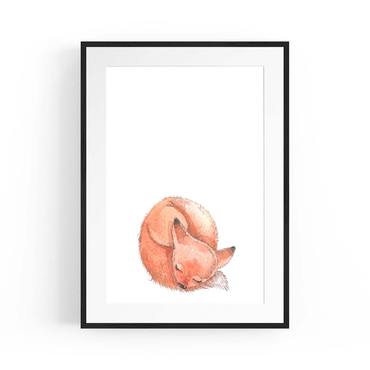 Cute Sleeping Fox Cartoon Animal Nursery Wall Art - The Affordable Art Company