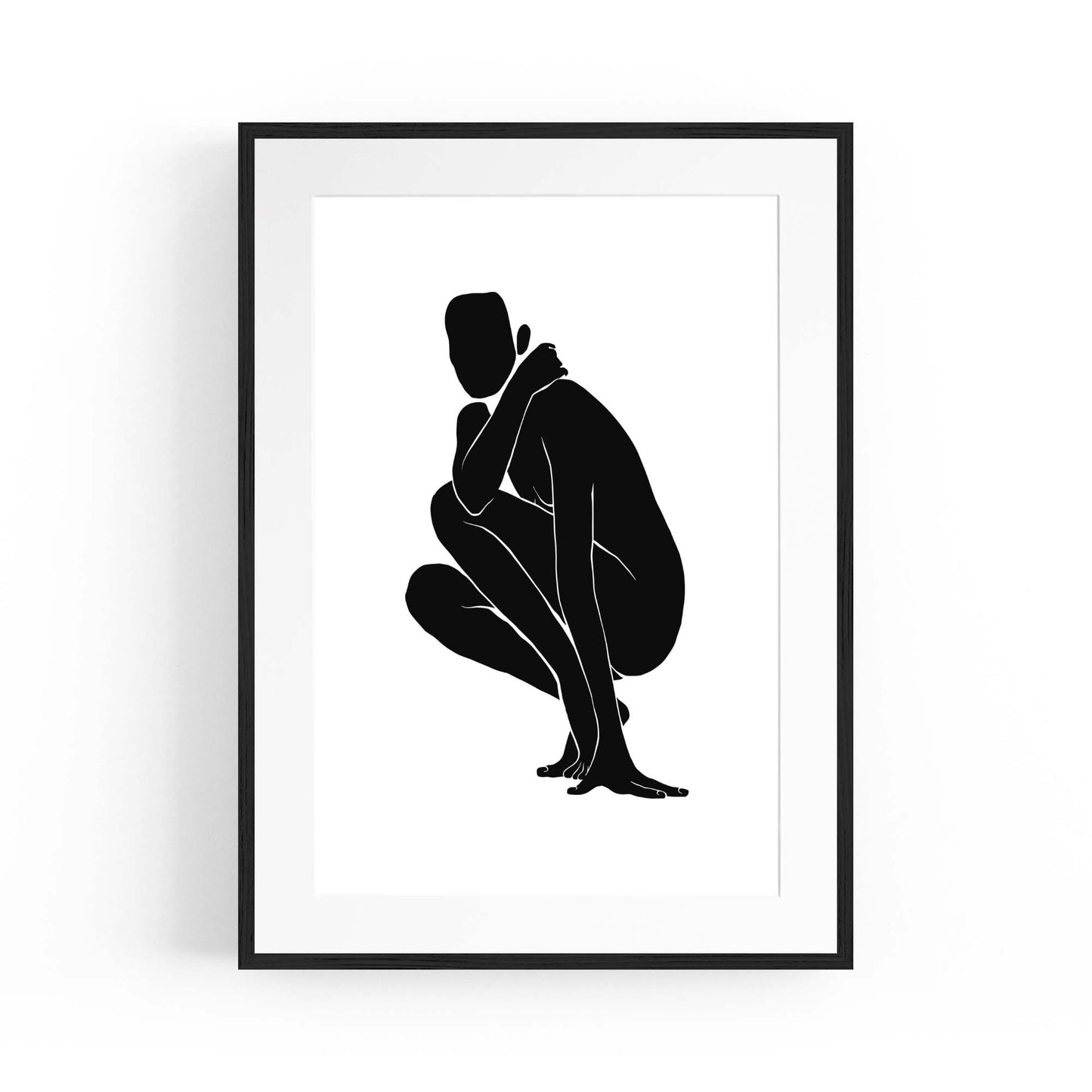 Nude Female Form Abstract Minimal Black Wall Art #3 - The Affordable Art Company