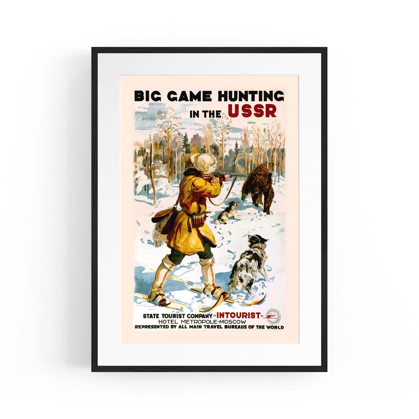 Big Game Hunting in the USSR Vintage Wall Art - The Affordable Art Company