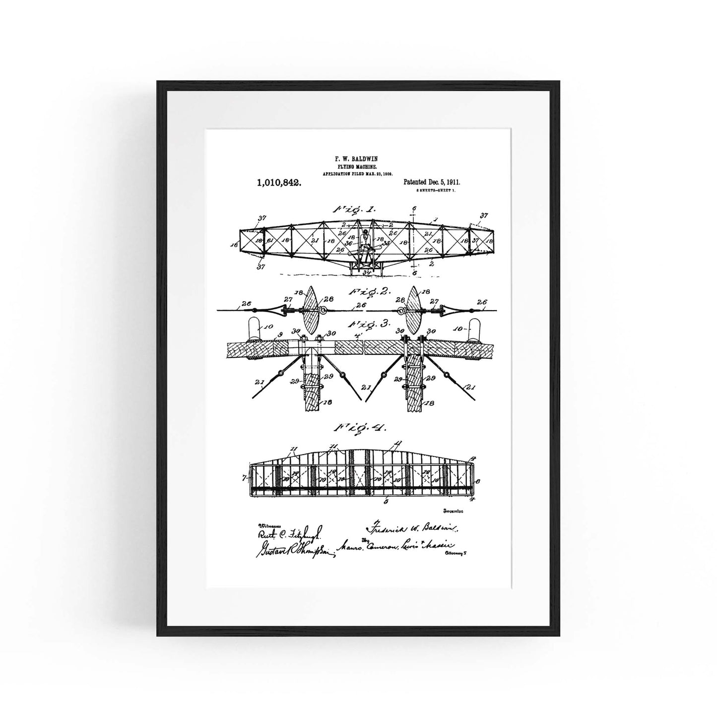 Airplane Patent Vintage Minimal Man Cave Wall Art #3 - The Affordable Art Company