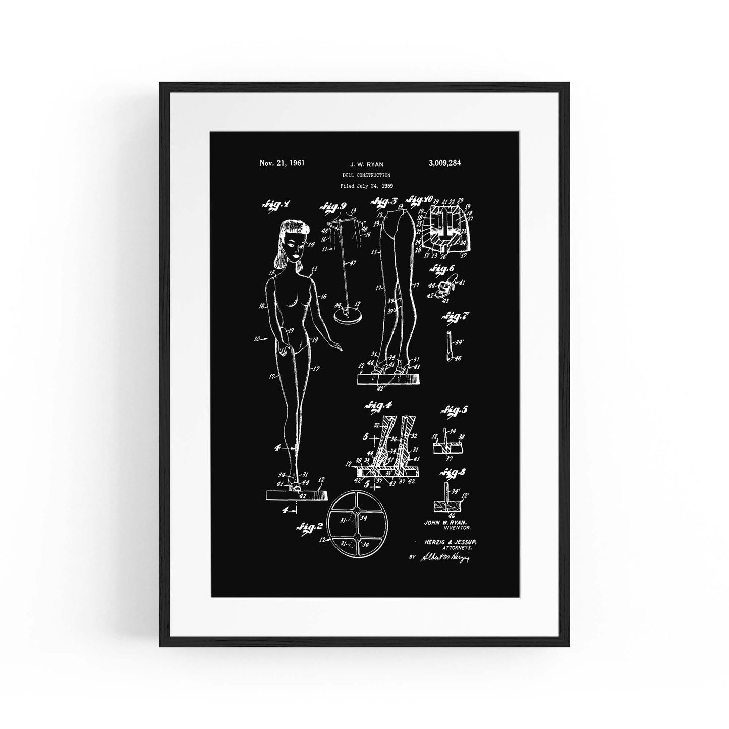 Vintage Barbie Doll Toy Patent Old Style Wall Art #1 - The Affordable Art Company