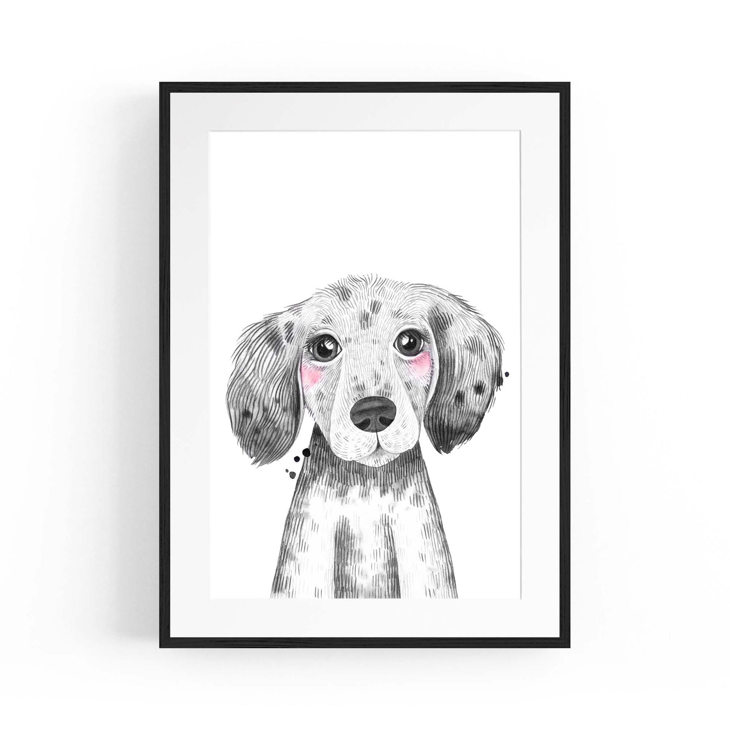 Cute Blushing Baby Puppy Dog Nursery Animal Art - The Affordable Art Company