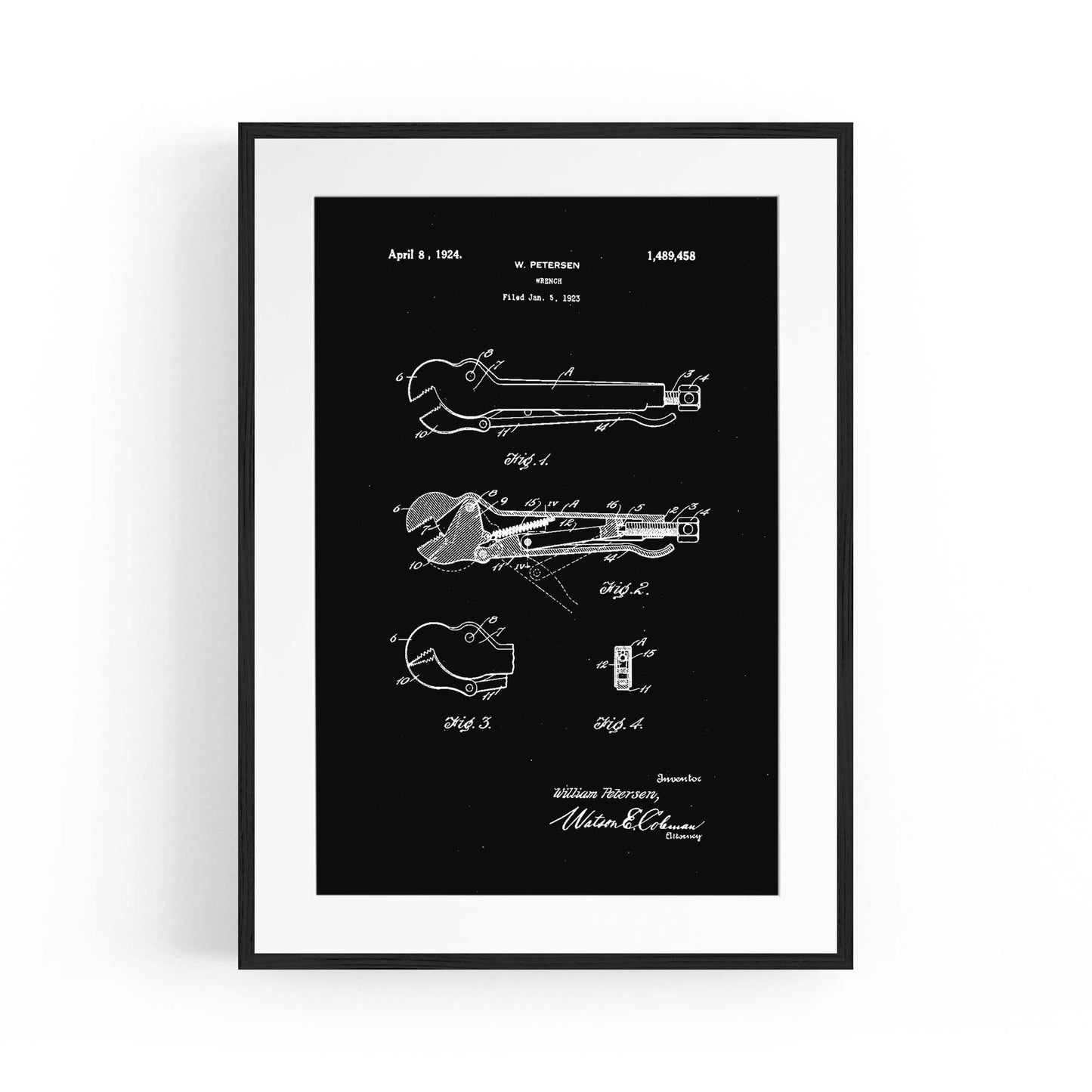 Vintage Wrench Tool Patent Wall Art #1 - The Affordable Art Company
