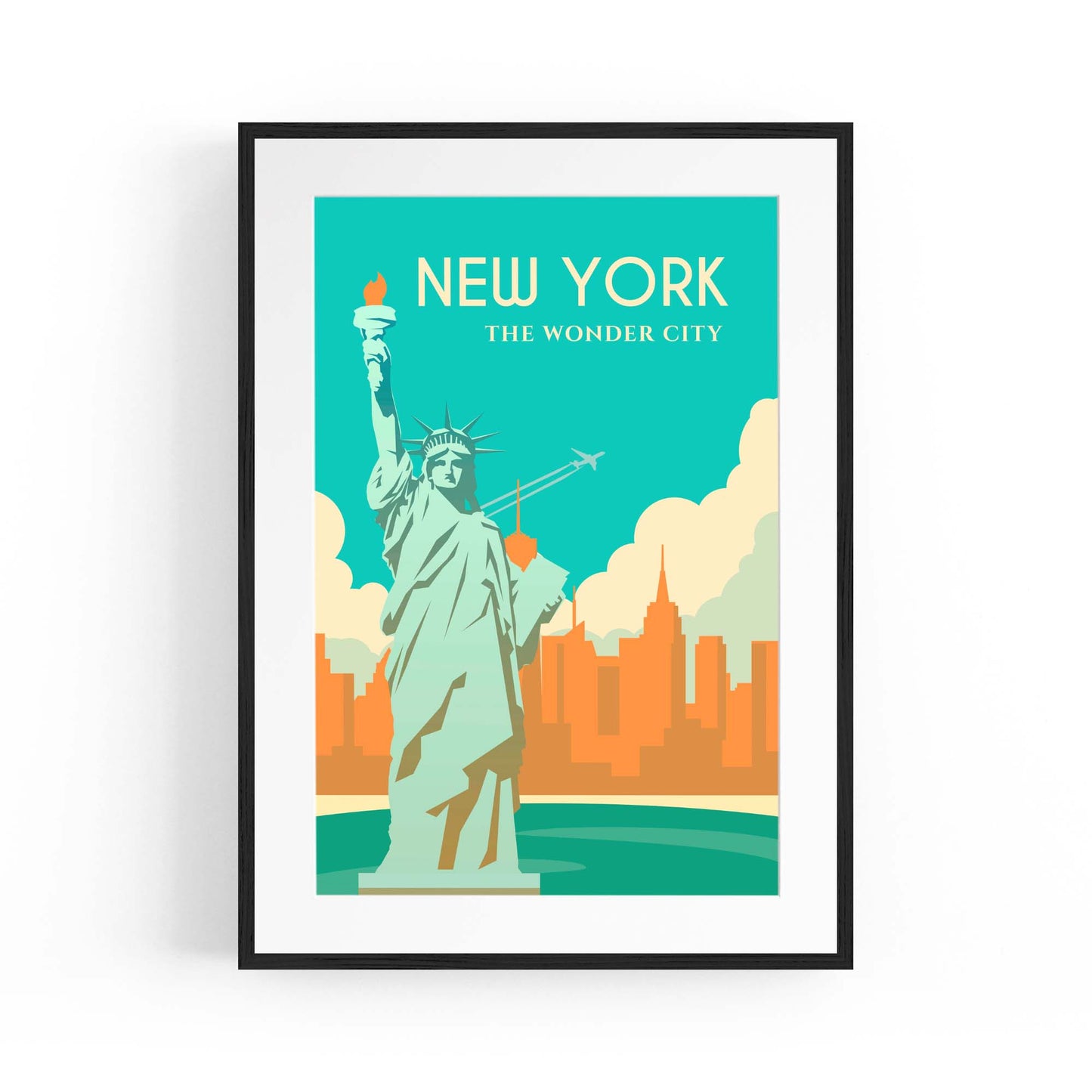 Retro New York USA Vintage Travel Wall Art - The Affordable Art Company