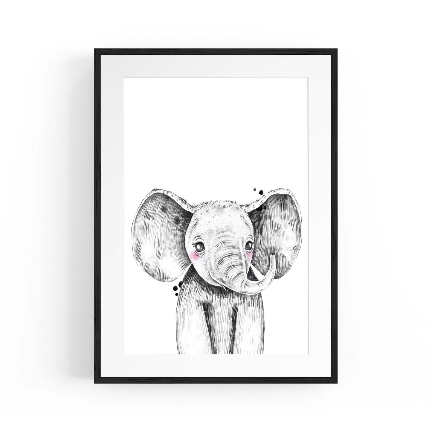 Cute Blushing Baby Elephant Nursery Animal Wall Art - The Affordable Art Company