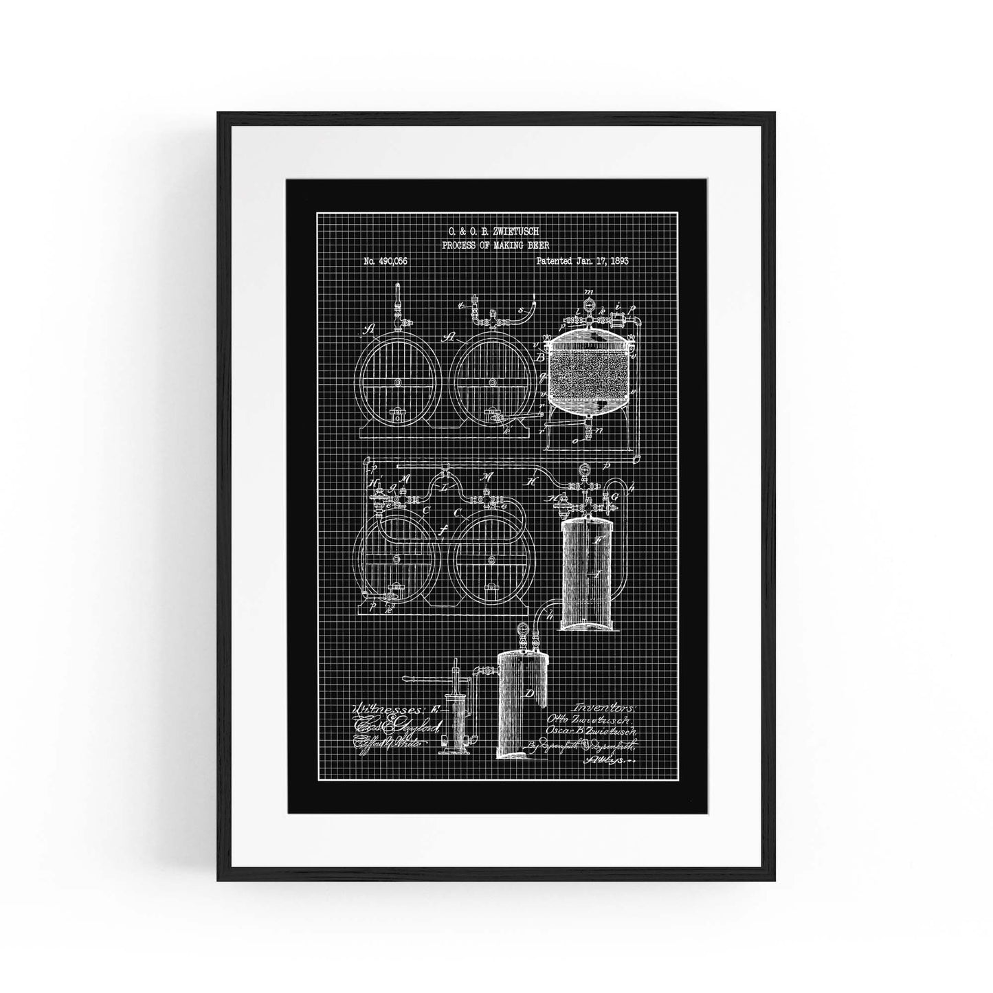 Vintage Beer Making Patent Man Cave Gift Wall Art #1 - The Affordable Art Company