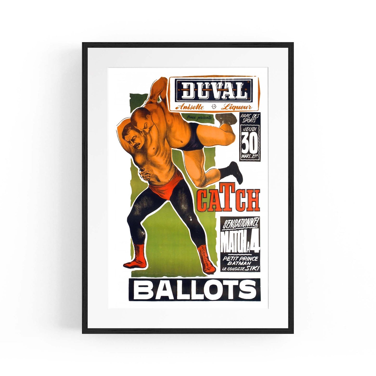 Duval French Wrestling Vintage Sports Advert Wall Art - The Affordable Art Company