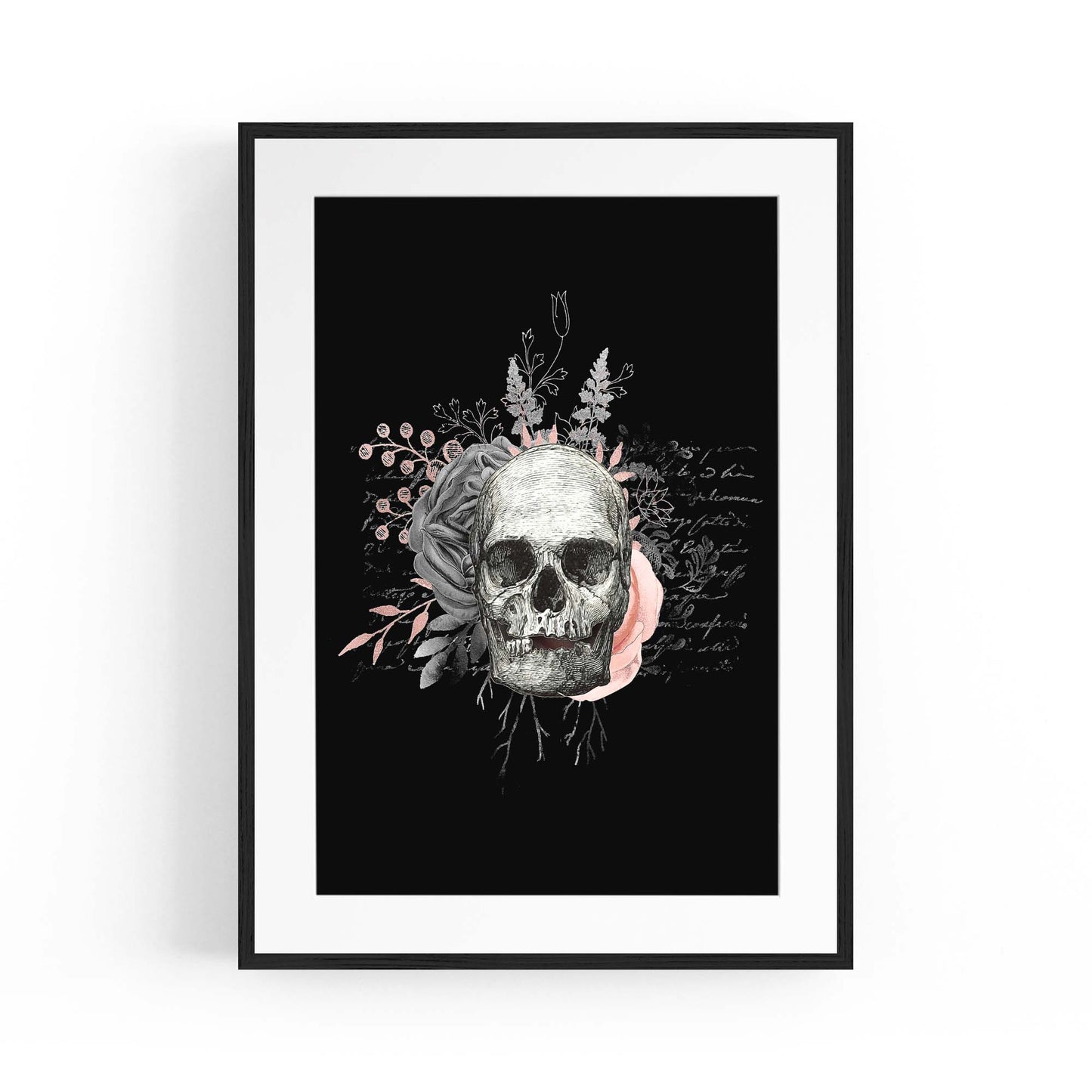 Pink Floral Skull Fashion Girls Bedroom Wall Art #2 - The Affordable Art Company