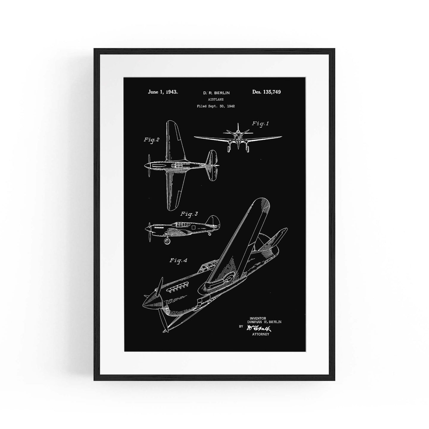 Airplane Patent Vintage Minimal Man Cave Wall Art #6 - The Affordable Art Company