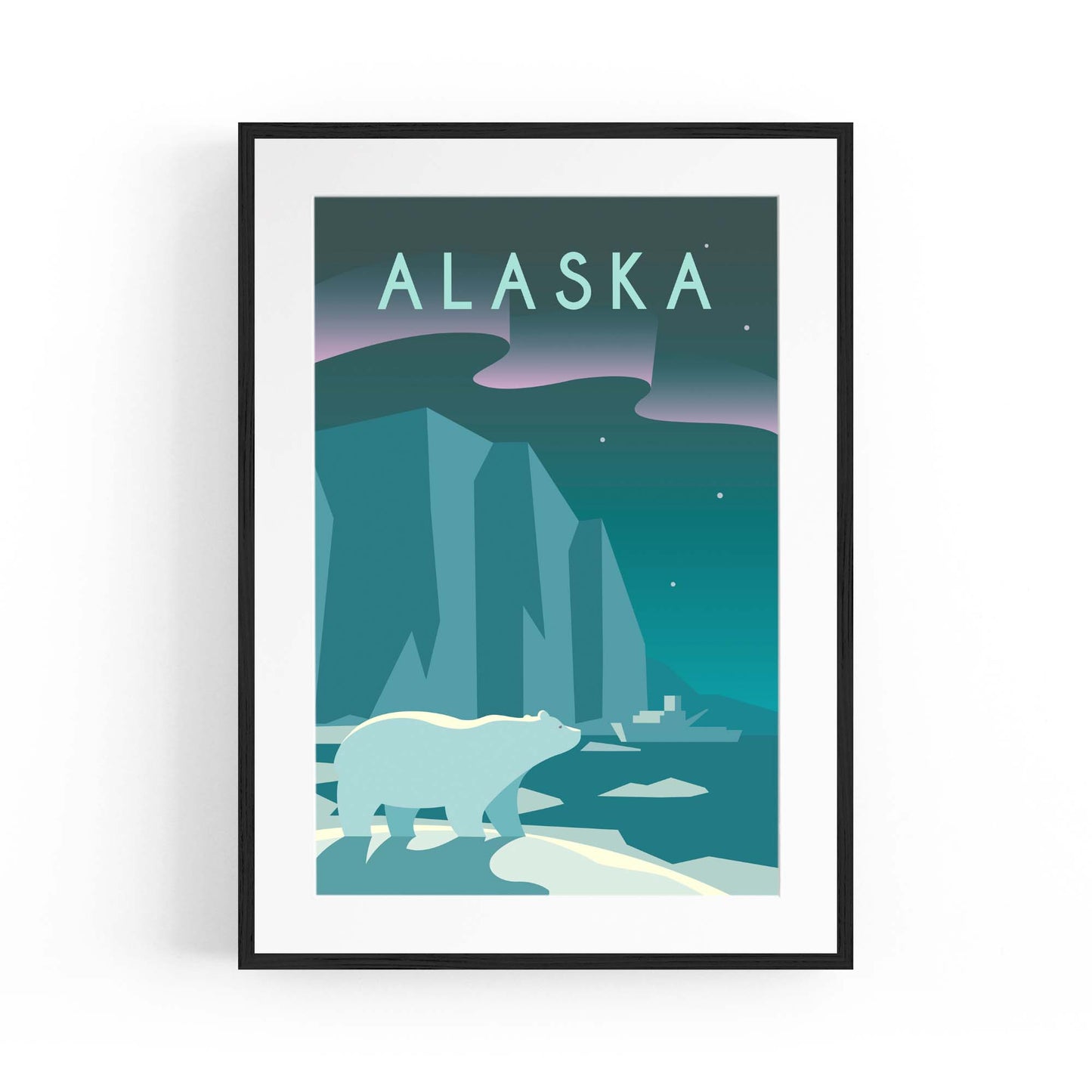 Retro Alaska USA World Travel Vintage Wall Art - The Affordable Art Company