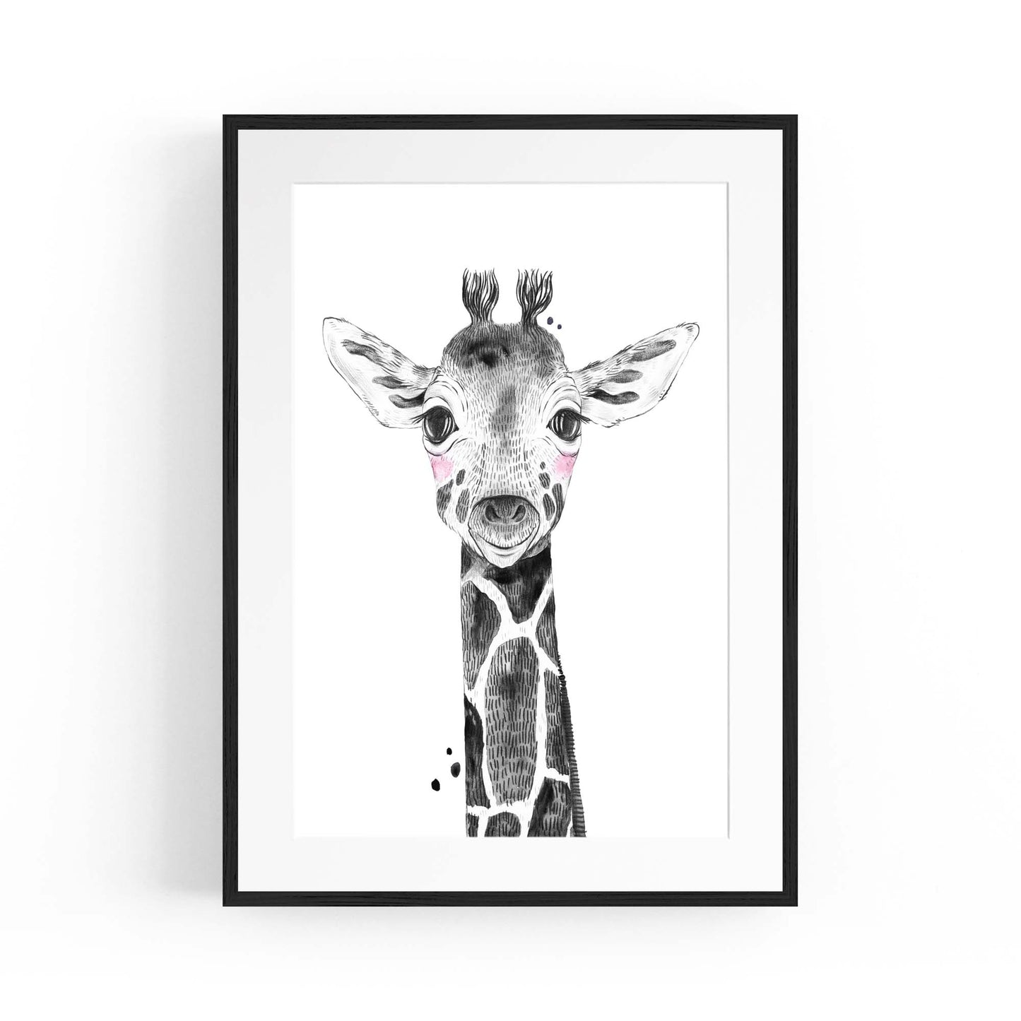 Cute Blushing Baby Giraffe Nursery Animal Wall Art - The Affordable Art Company