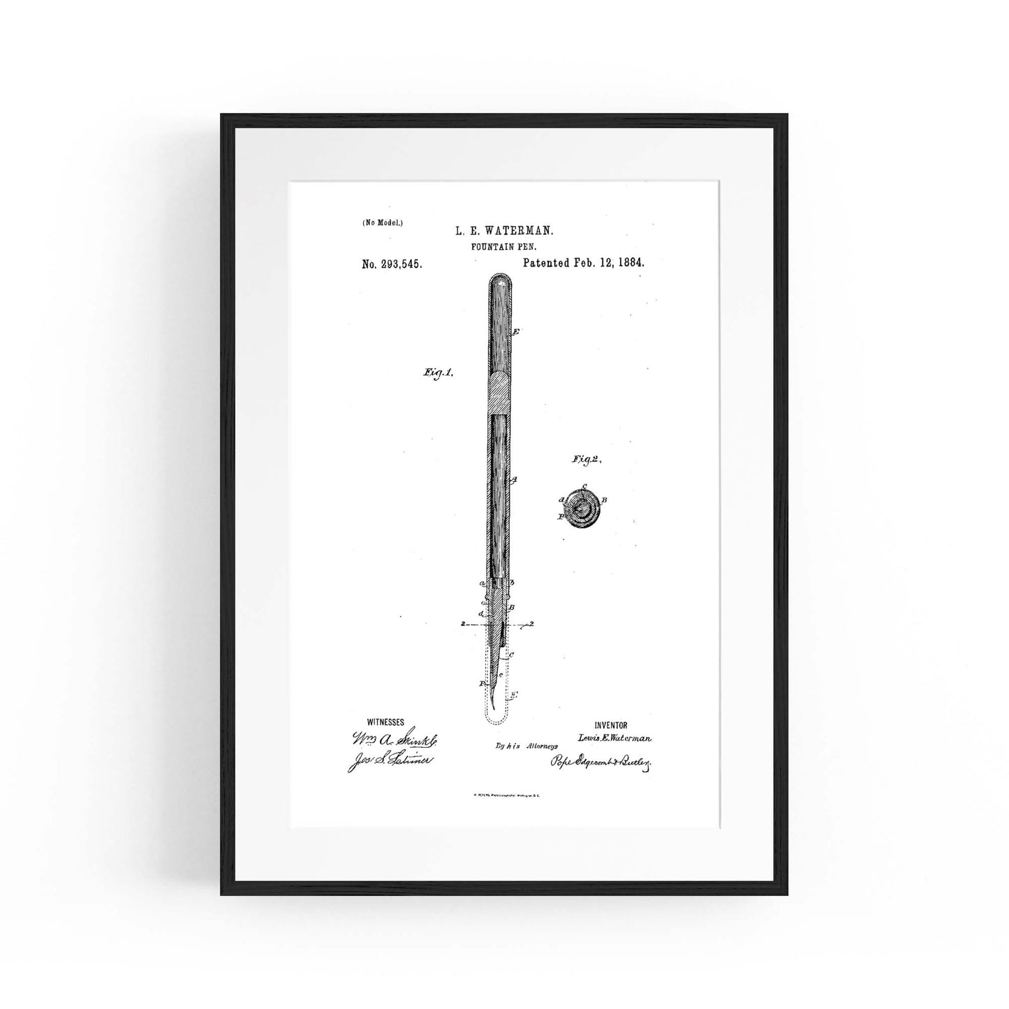 Vintage Fountain Pen Patent Artwork Wall Art #2 - The Affordable Art Company