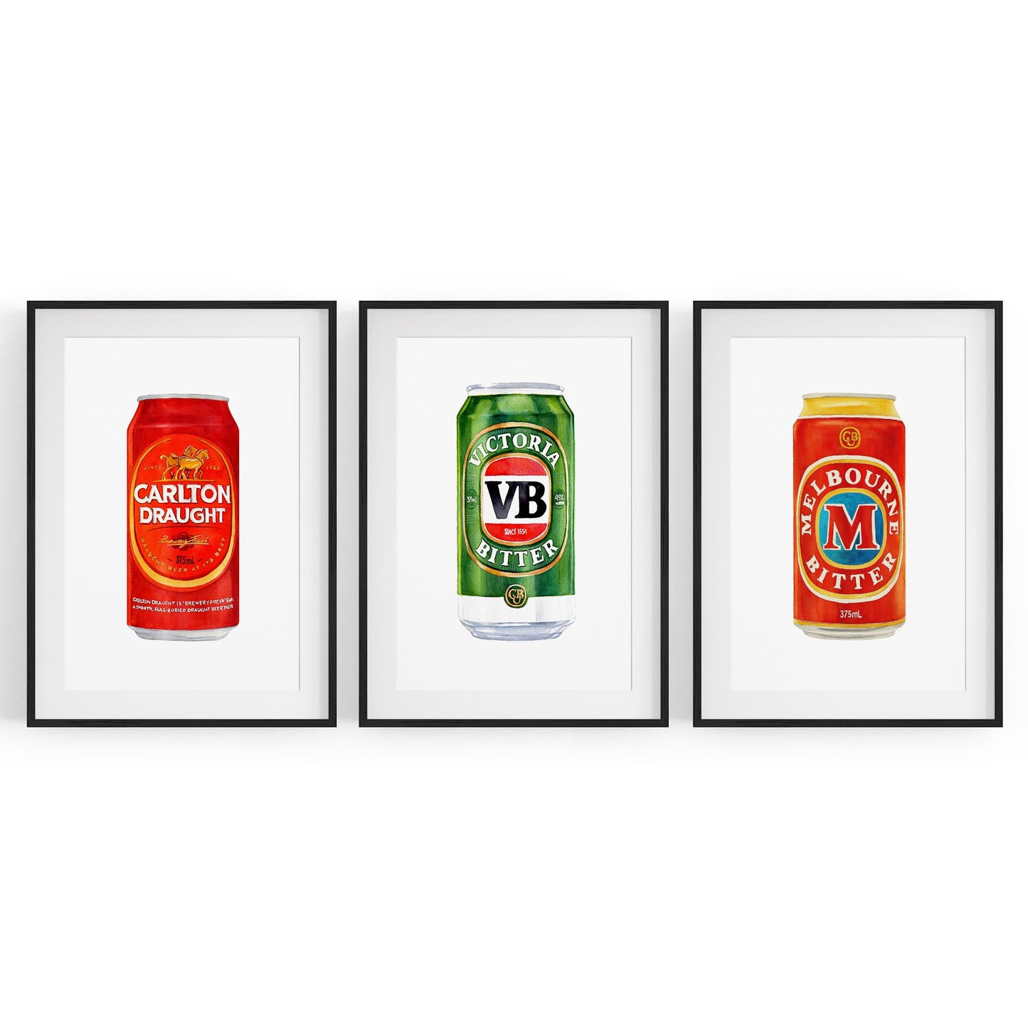 Set of Aussie Beer Tinnie Paintings Shed Wall Art - The Affordable Art Company
