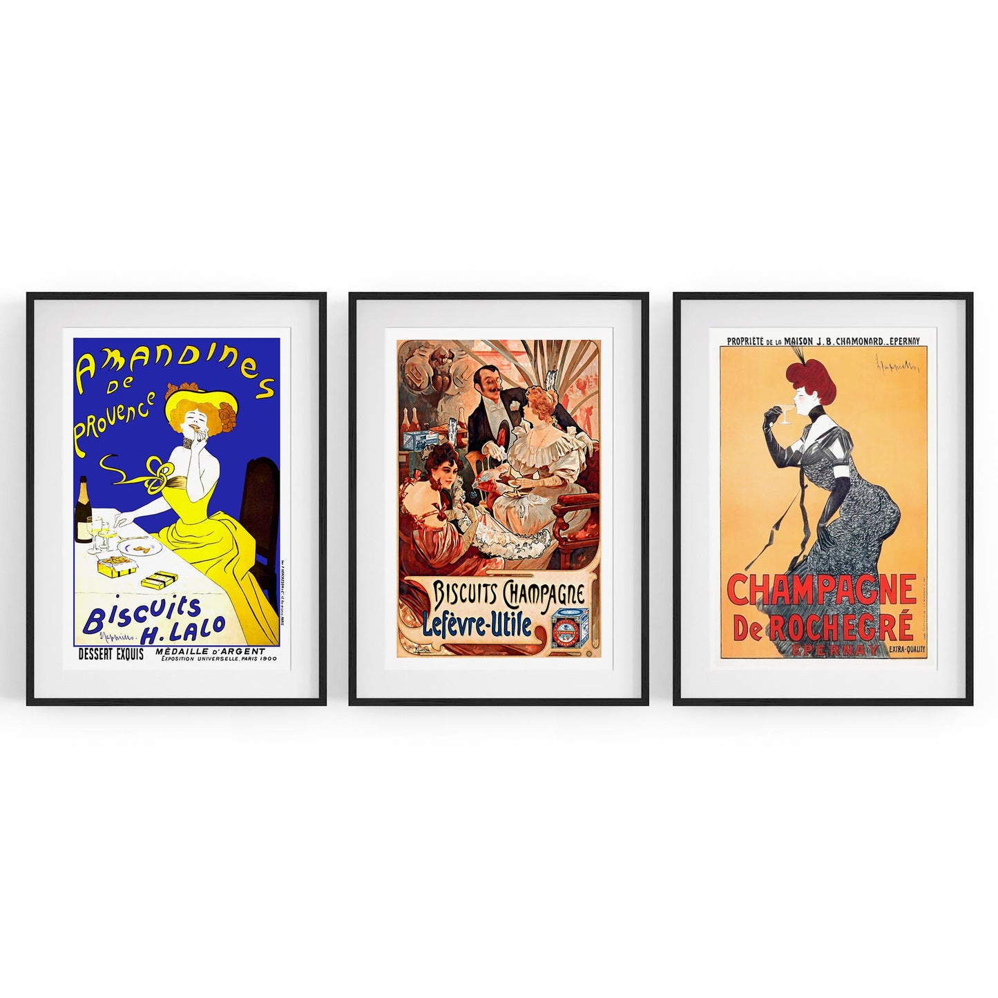 Set of Vintage French Cafe Adverts Wall Art - The Affordable Art Company