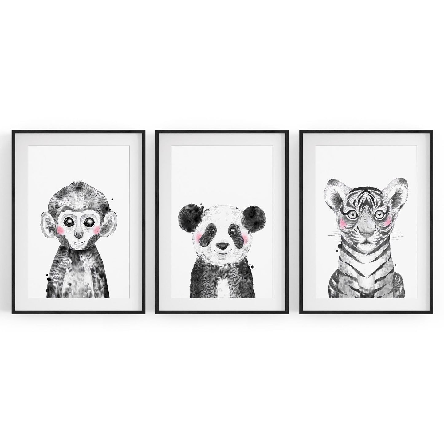 Set of Blushing Jungle Animals Nursery Wall Art - The Affordable Art Company