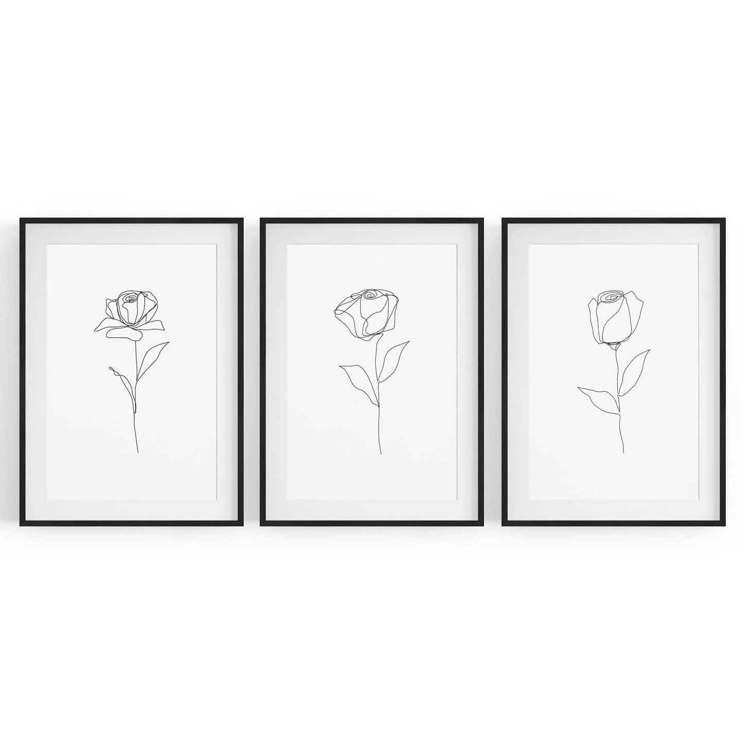 Set of Minimal Flower Line Drawings Wall Art #1 - The Affordable Art Company