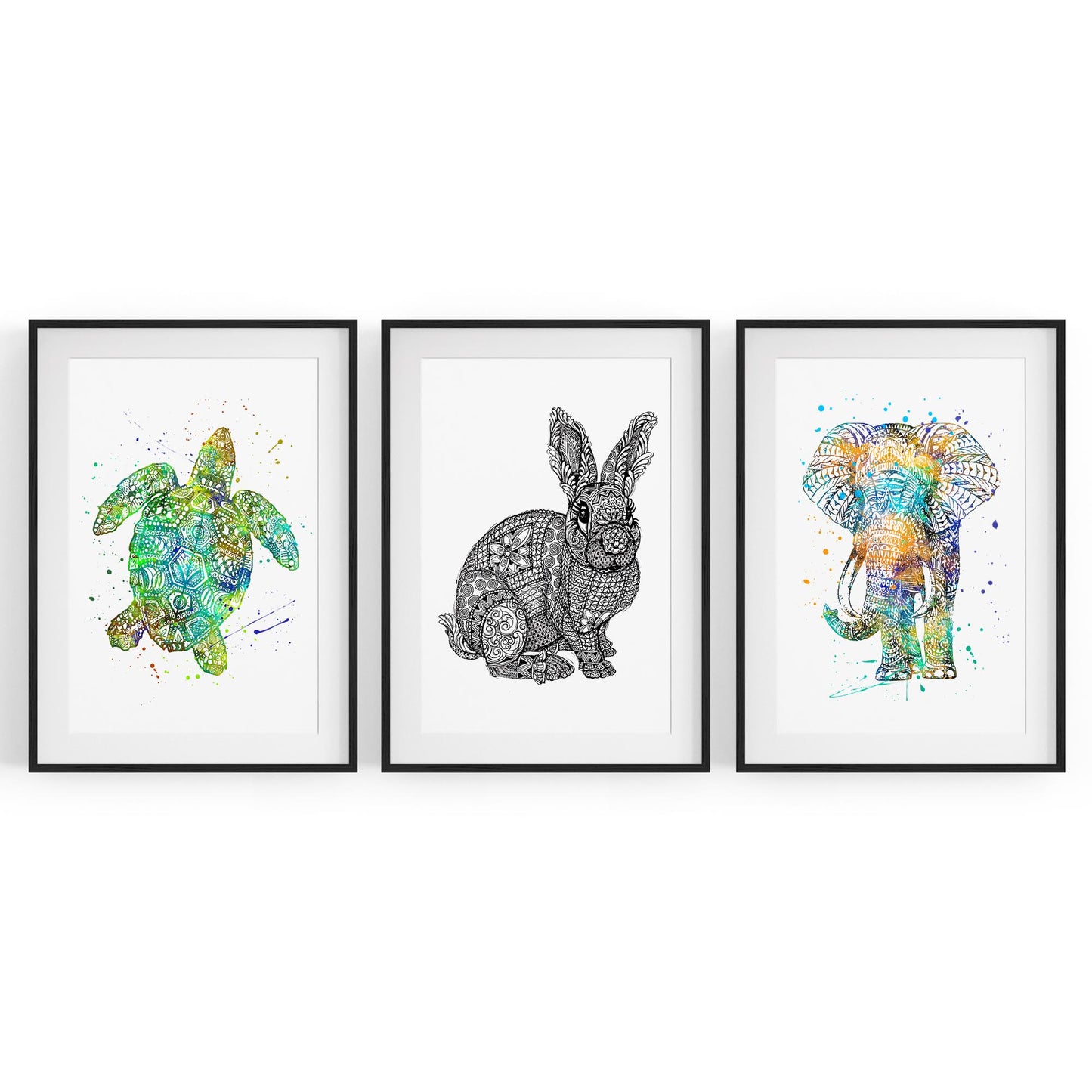 Set of Animal Mandala Pattern Abstract Wall Art #2 - The Affordable Art Company
