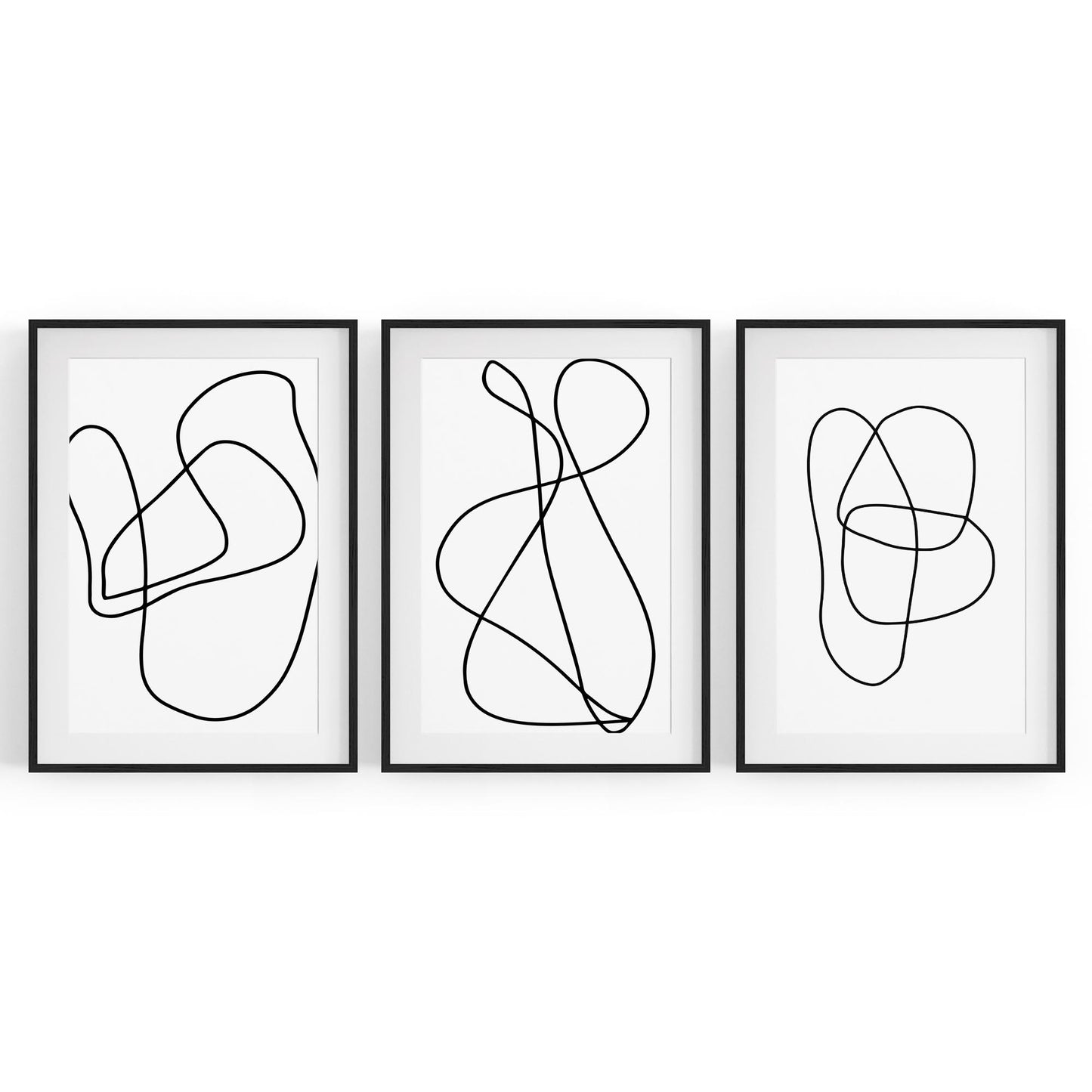 Set of Abstract Line Drawing Minimal Shape Wall Art #3 - The Affordable Art Company