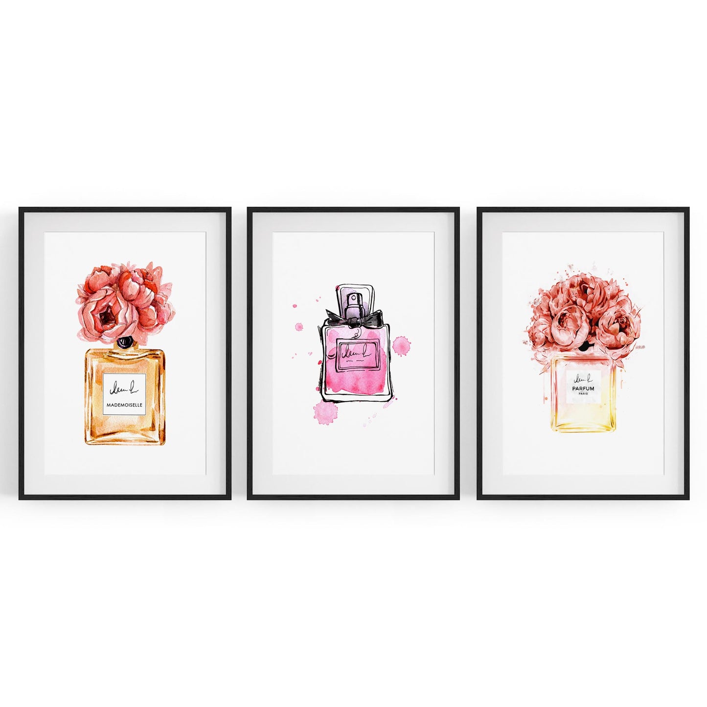 Set of Perfume Bottle Fashion Bedroom Wall Art #3 - The Affordable Art Company