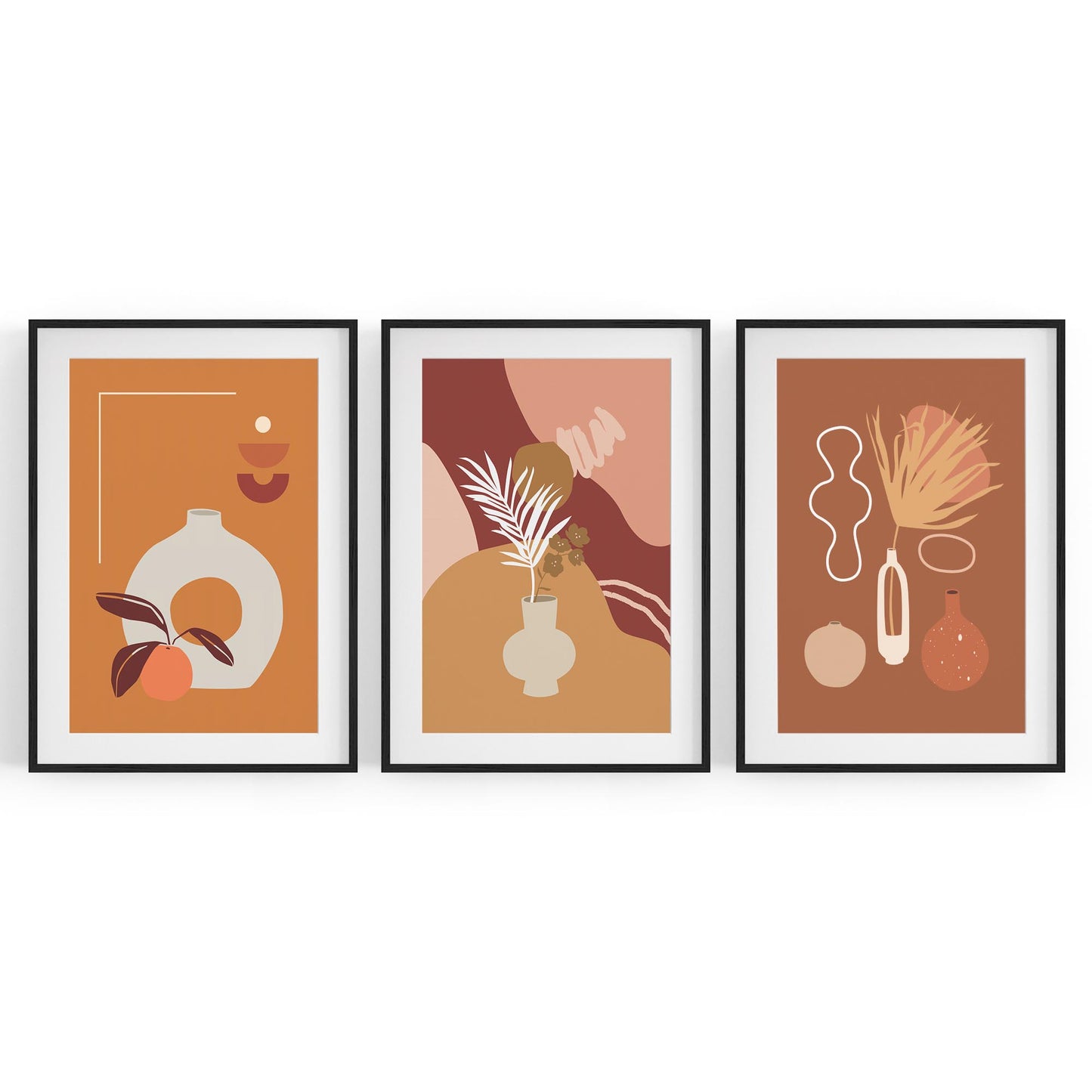 Set of Botanical Abstract Kitchen Hallway Wall Art - The Affordable Art Company