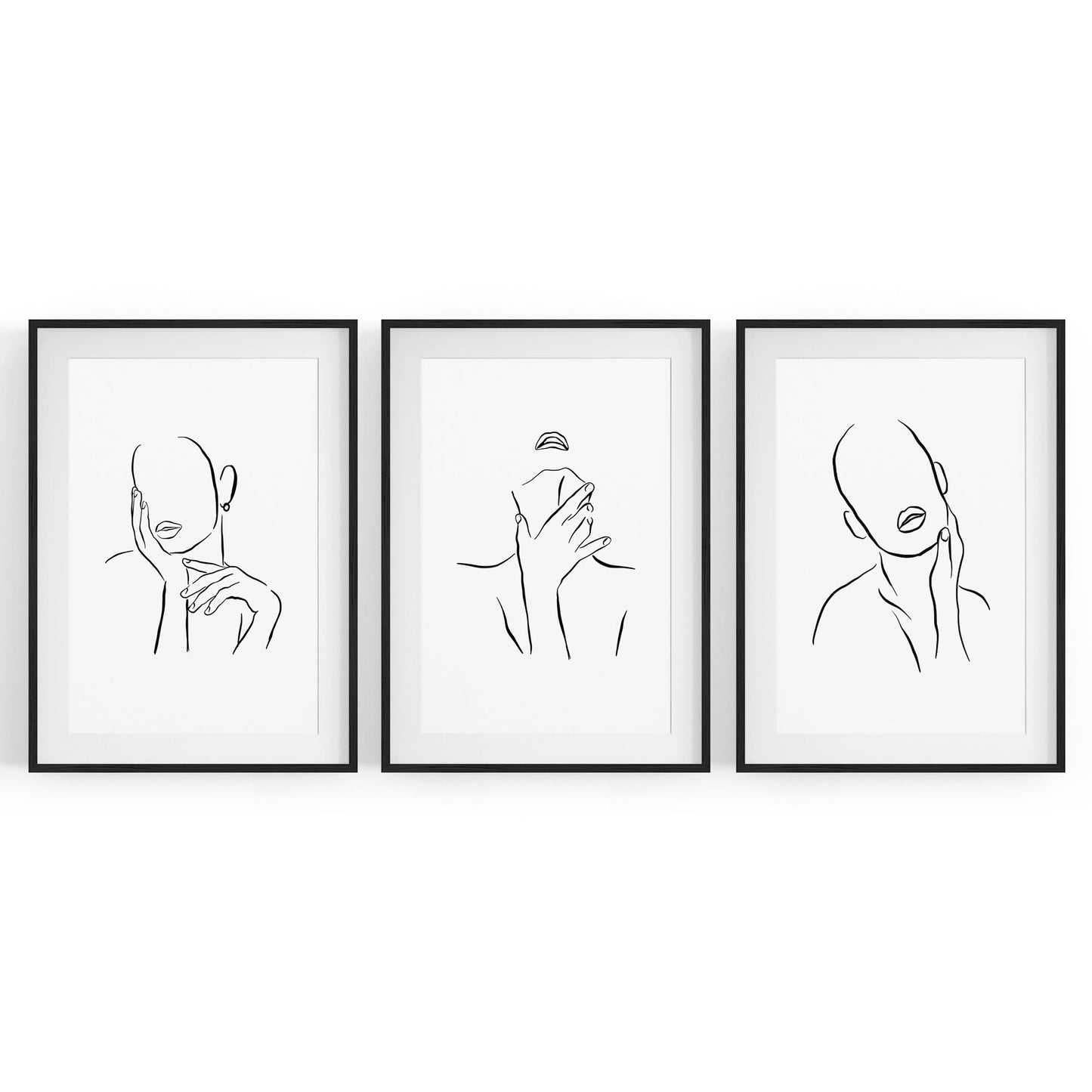 Set of Female Faces Minimal Line Drawings Wall Art - The Affordable Art Company
