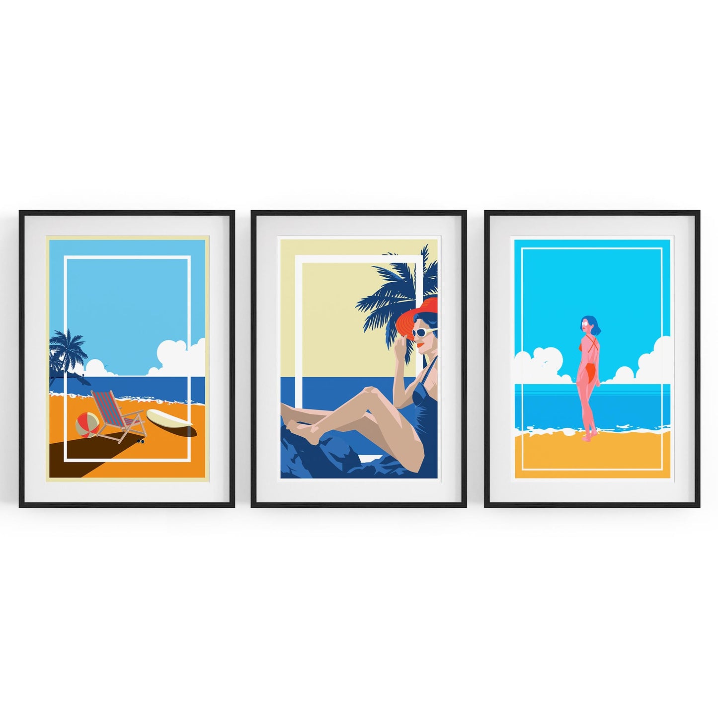 Set of Retro Beach Summer Coastal Wall Art #2 - The Affordable Art Company