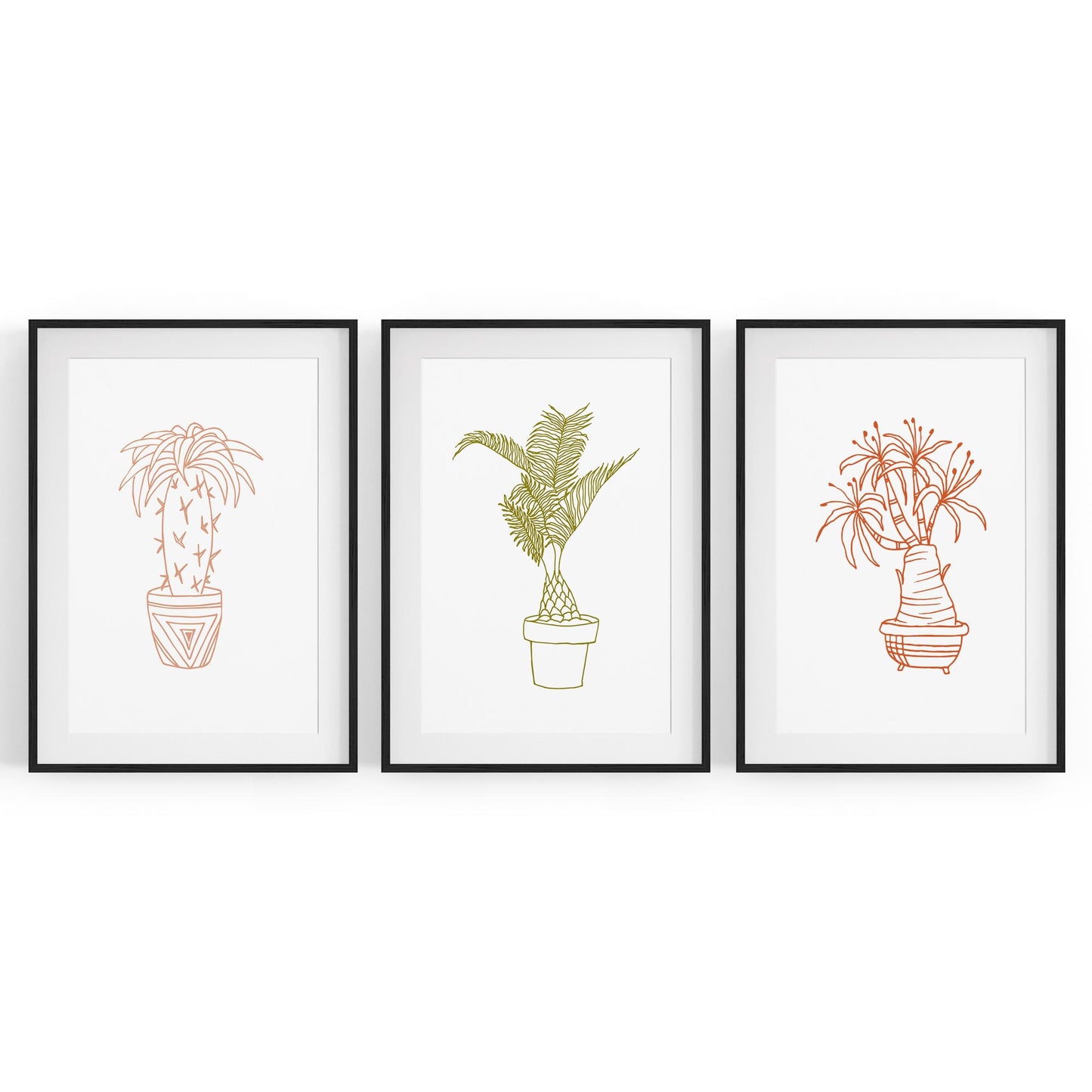 Set of Abstract Plants Kitchen Hallway Wall Art - The Affordable Art Company