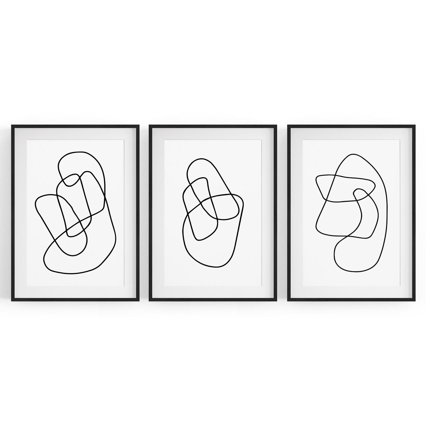 Set of Abstract Line Drawing Minimal Shape Wall Art #1 - The Affordable Art Company