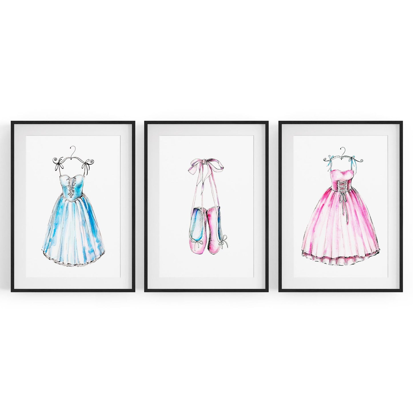 Set of Cute Ballerina Girls Bedroom Ballet Wall Art - The Affordable Art Company
