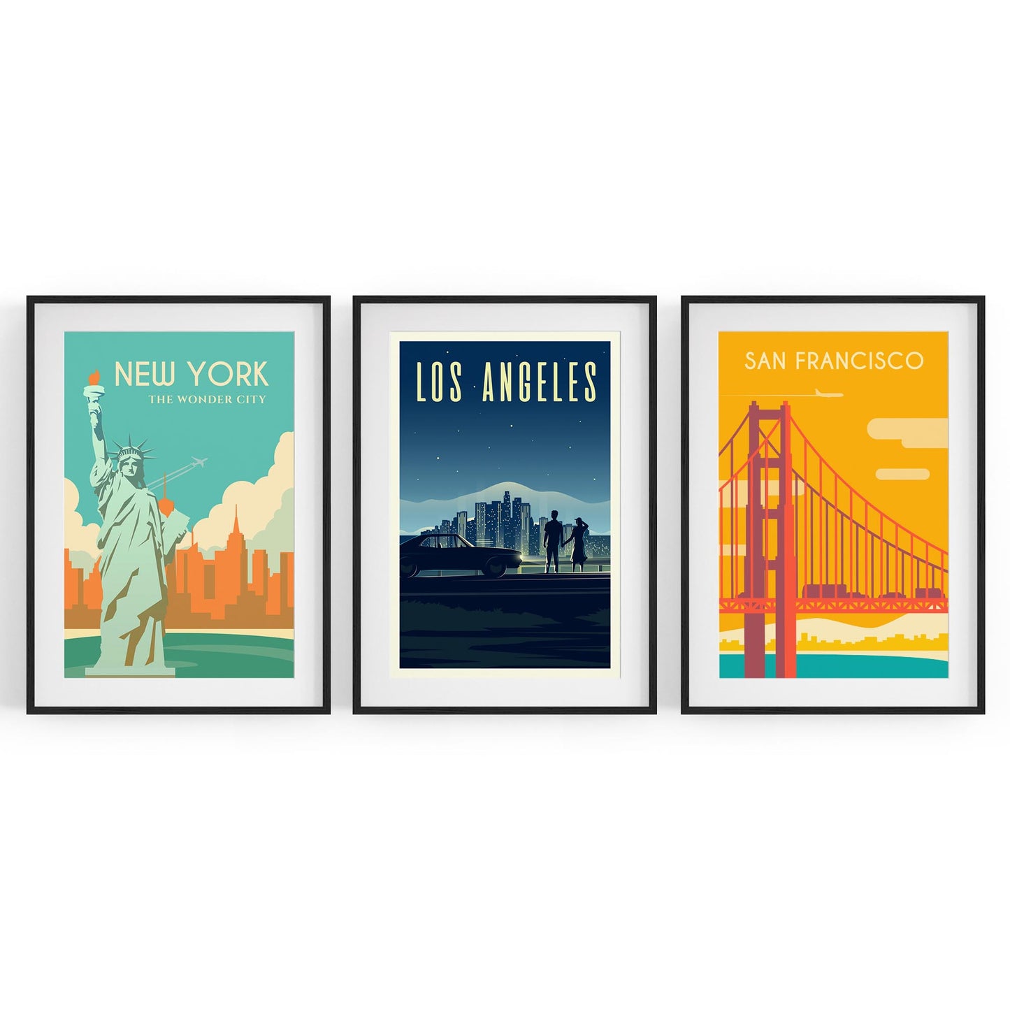 Set of Retro Travel Wall Art (USA Travel) - The Affordable Art Company