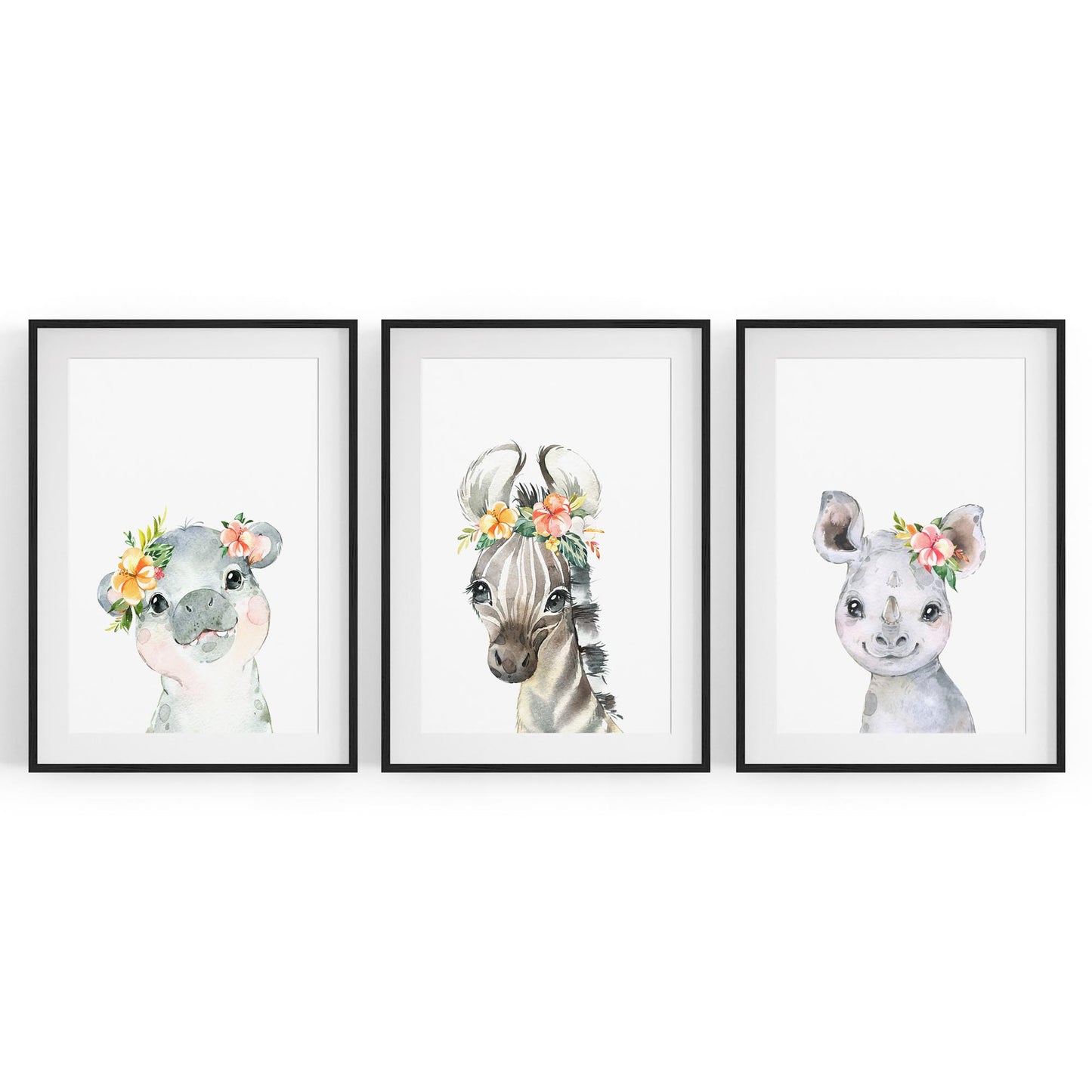 Set of Cute Baby Safari Animals Nursery Wall Art #4 - The Affordable Art Company