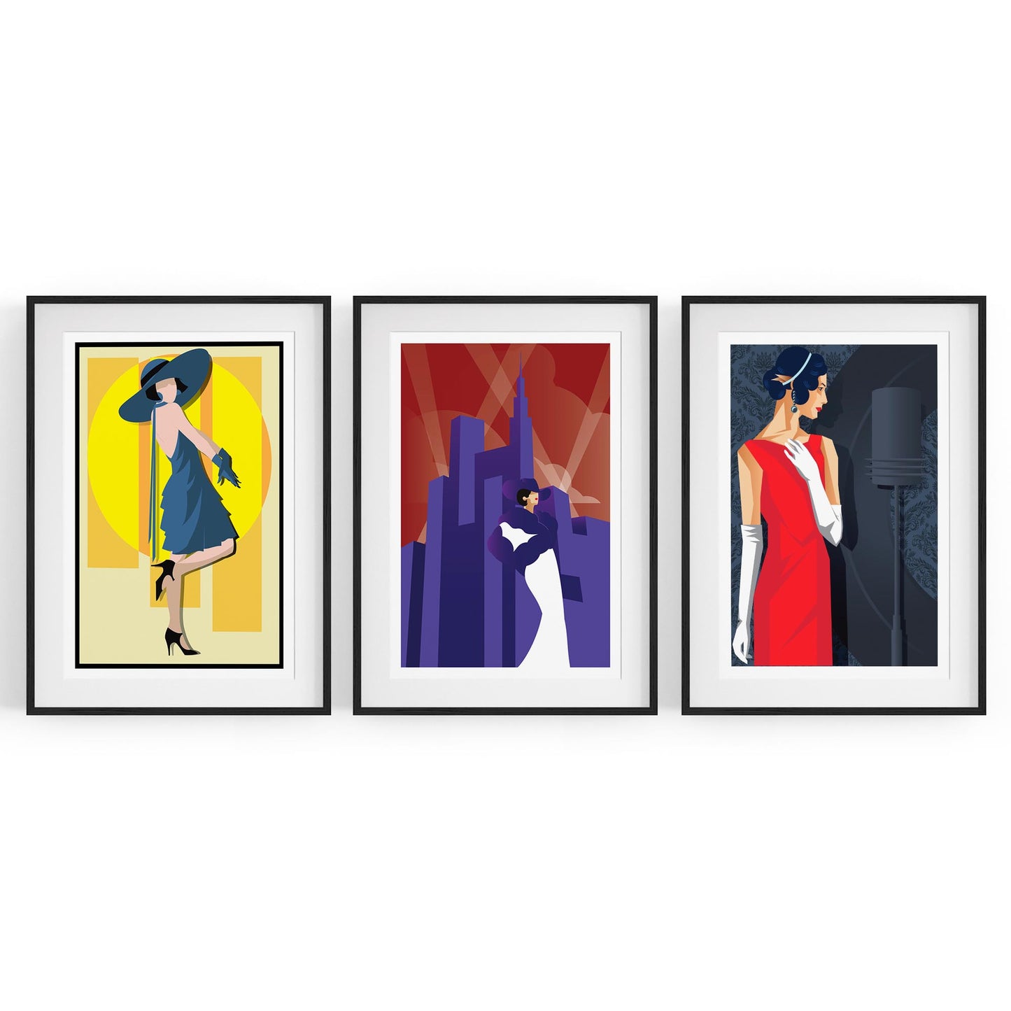 Set of Art Deco Fashion Girls Bedroom Wall Art - The Affordable Art Company