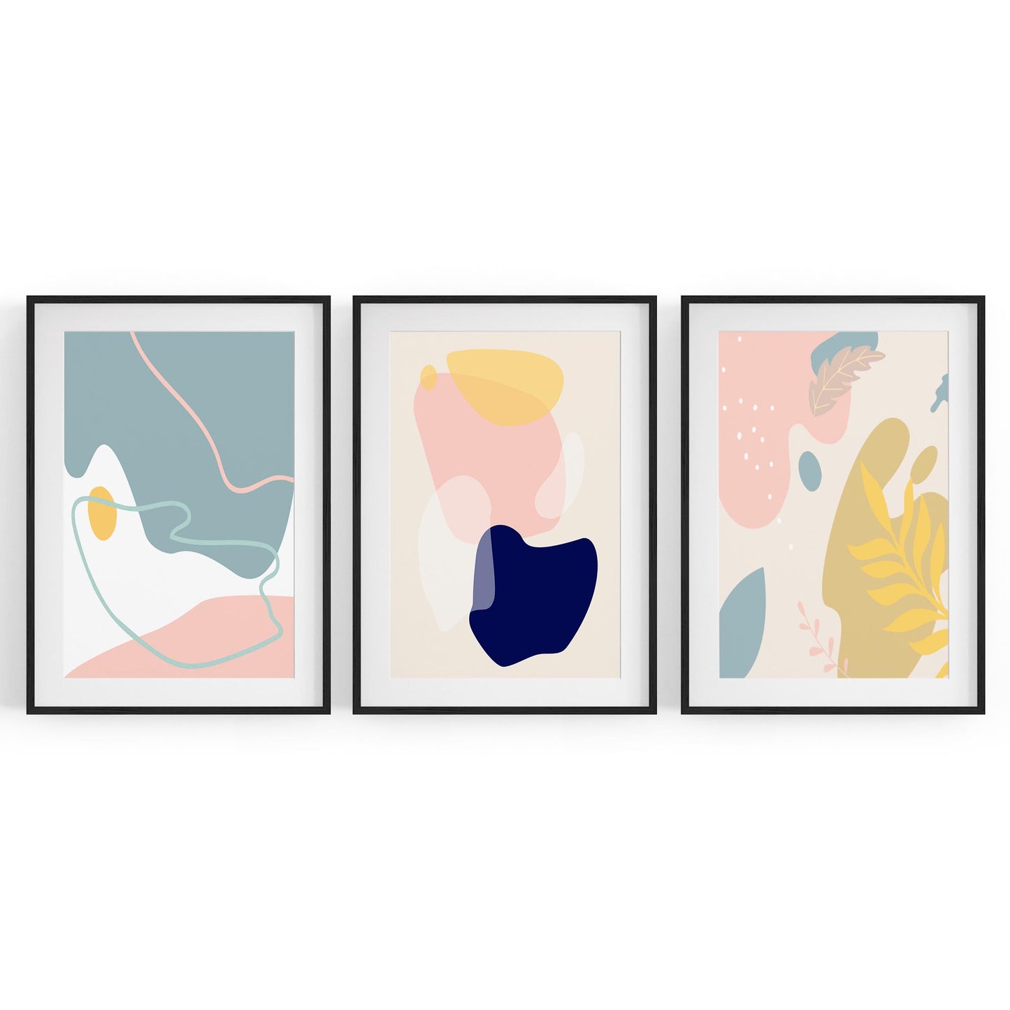 Set of Minimal Calm Abstract Shape Wall Art #1 - The Affordable Art Company