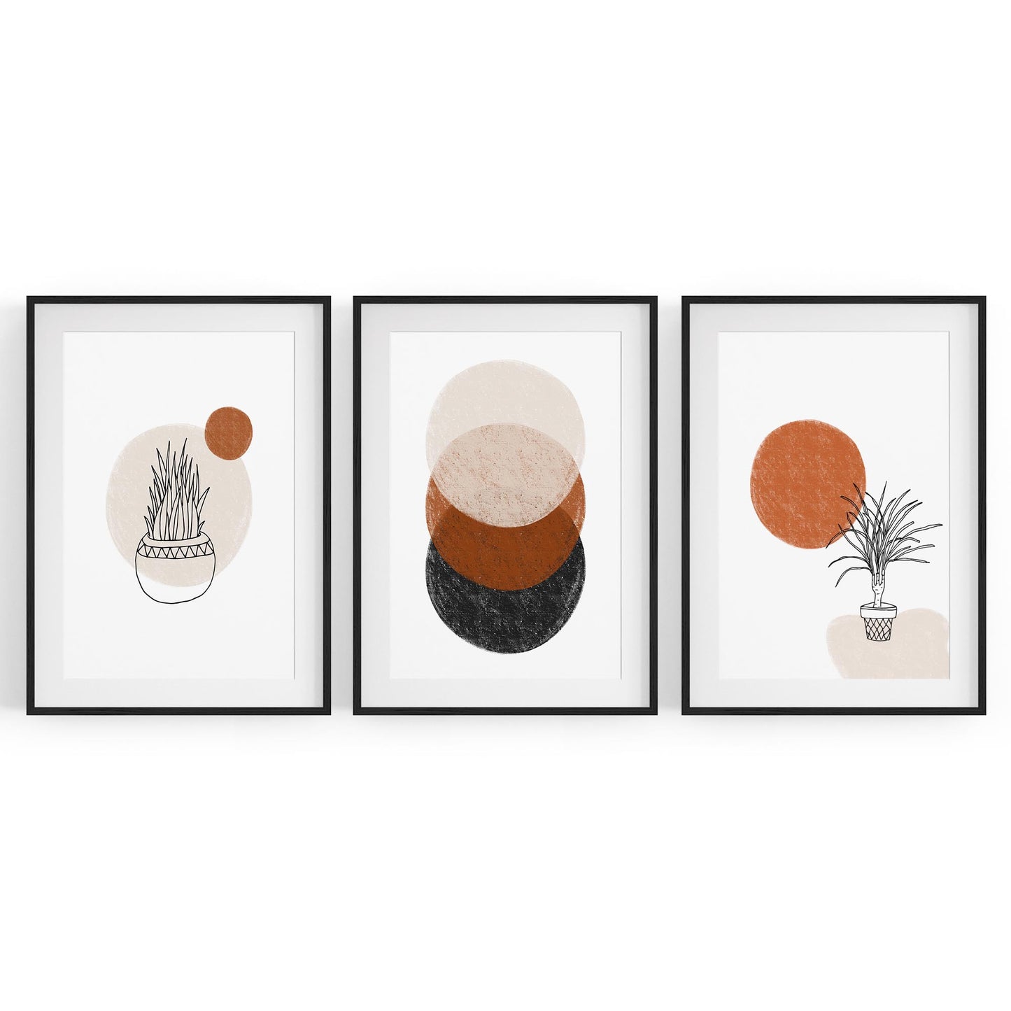 Set of Minimal Plant Abstract Hallway Wall Art #2 - The Affordable Art Company