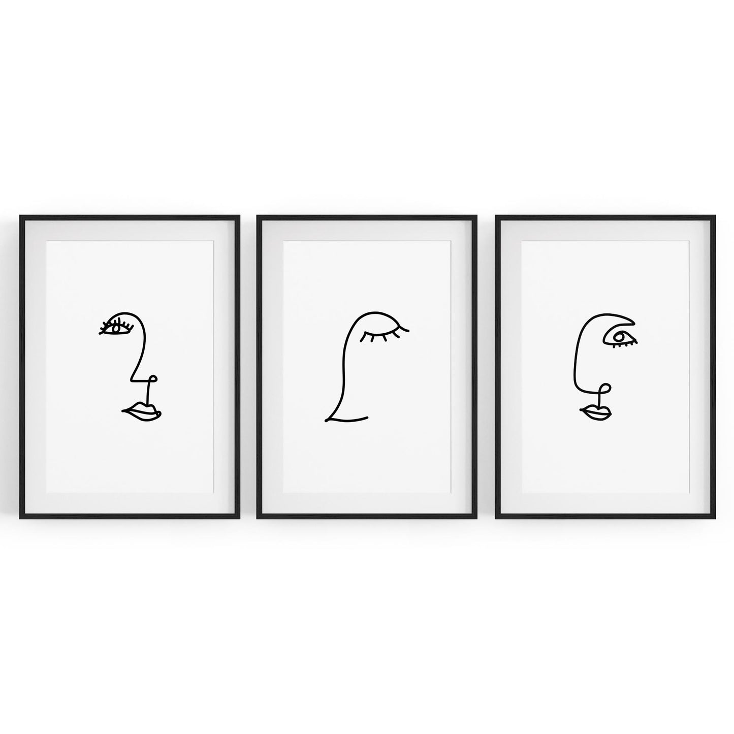 Set of Face Line Drawings Abstract Style Wall Art #2 - The Affordable Art Company