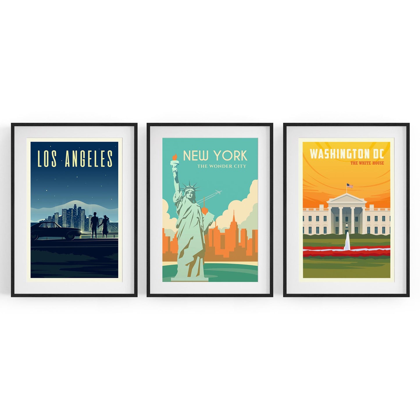 Set of Retro Travel Wall Art (USA Travel) - The Affordable Art Company