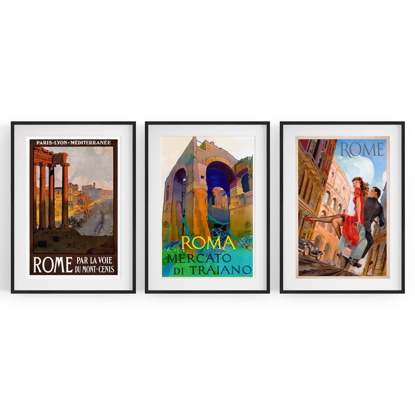 Set of Vintage Rome Italian Travel Advert Wall Art - The Affordable Art Company