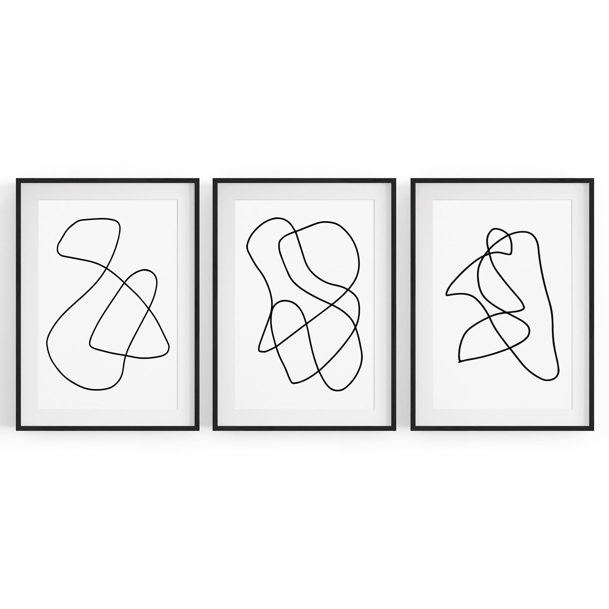 Set of Abstract Line Drawing Minimal Shape Wall Art #2 - The Affordable Art Company