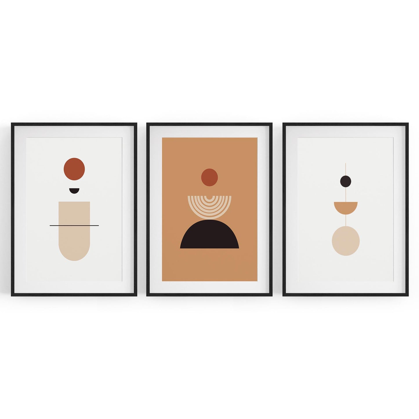 Set of Abstract Shape Retro Minimal Modern Art #1 - The Affordable Art Company