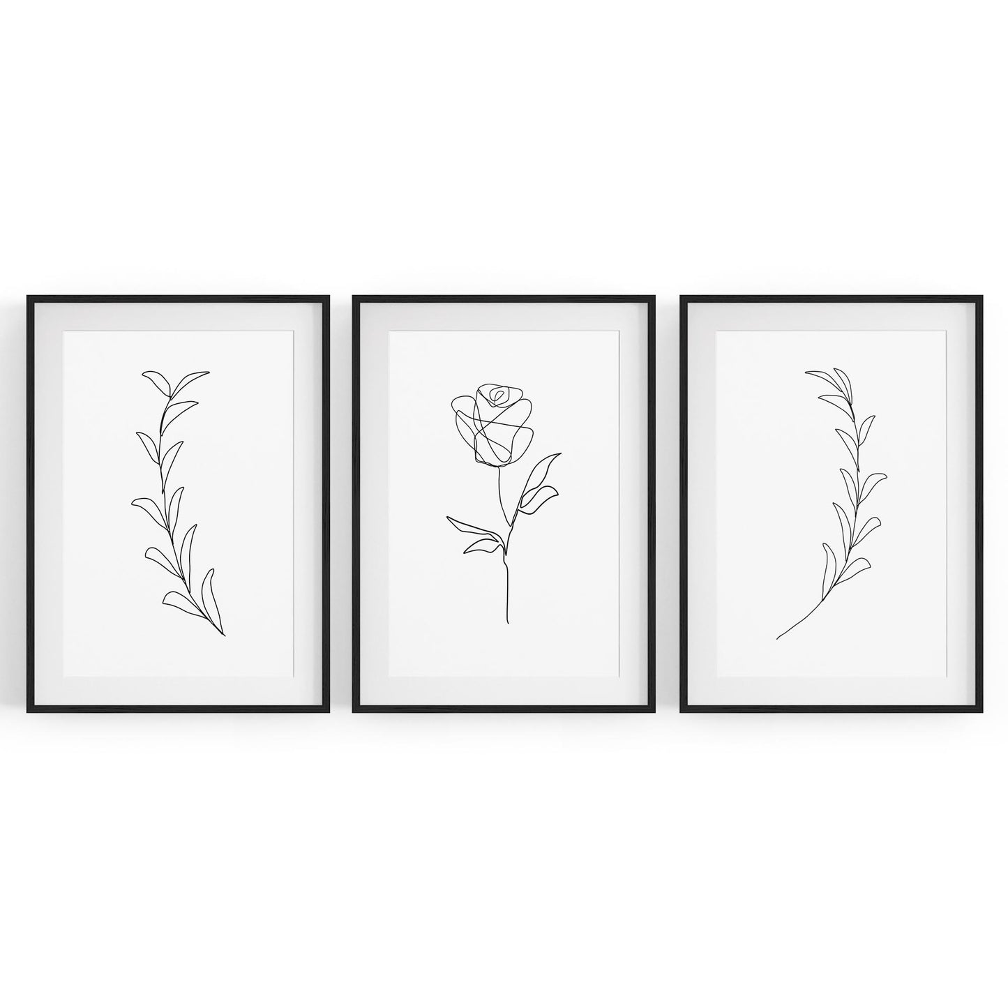 Set of Minimal Flower Line Drawings Wall Art #3 - The Affordable Art Company