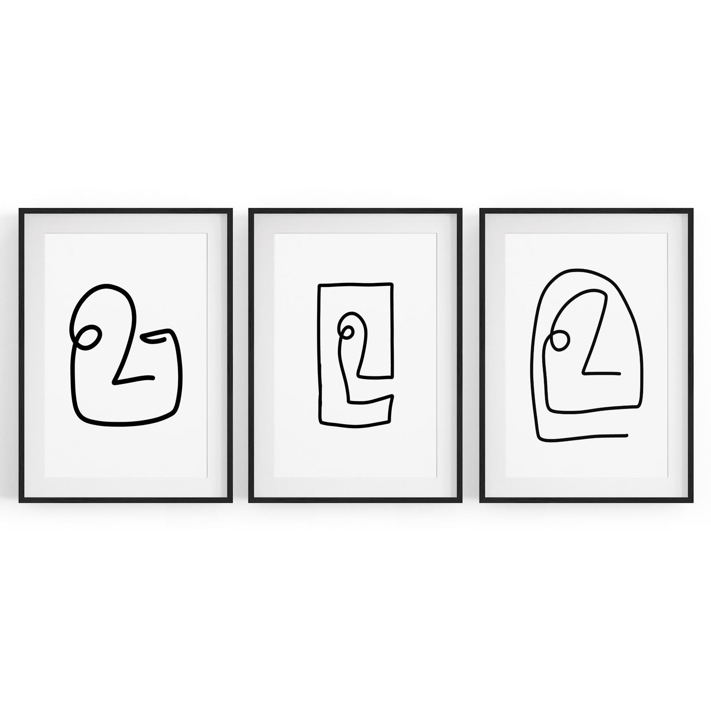 Set of Face Line Drawings Abstract Style Wall Art #1 - The Affordable Art Company