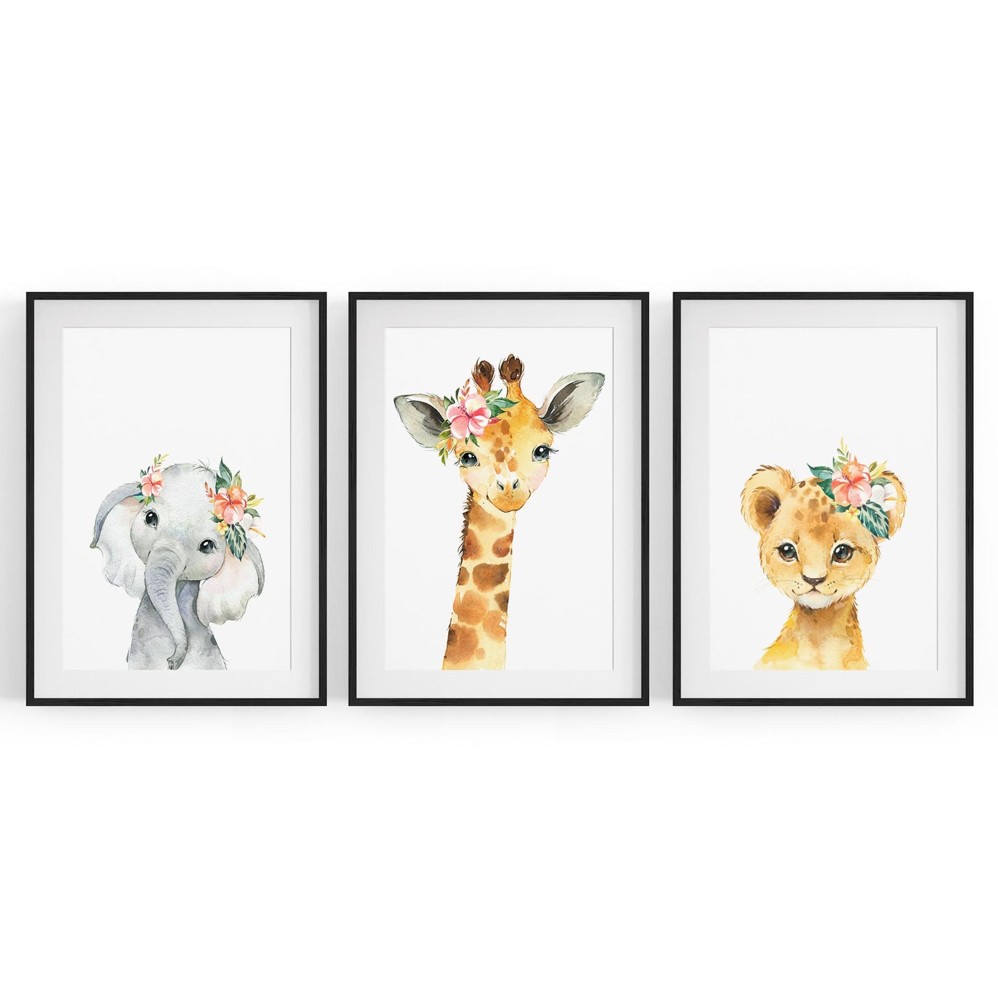 Set of Cute Baby Safari Animals Nursery Wall Art #3 - The Affordable Art Company